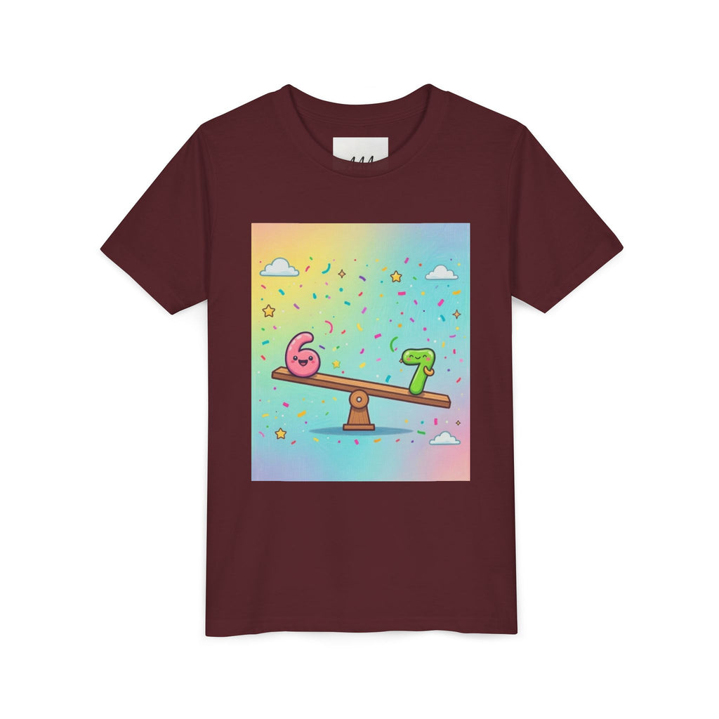 Kids 6 vs 7 Tee Colorful Seesaw Shirt