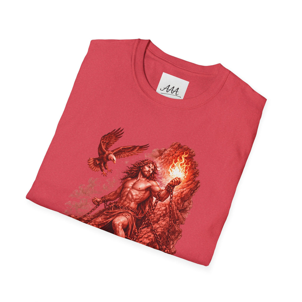 Prometheus Greek Titan T-Shirt | Mythology Titan with Eagle and Fire Unisex T-Shirt | Olympian Collection