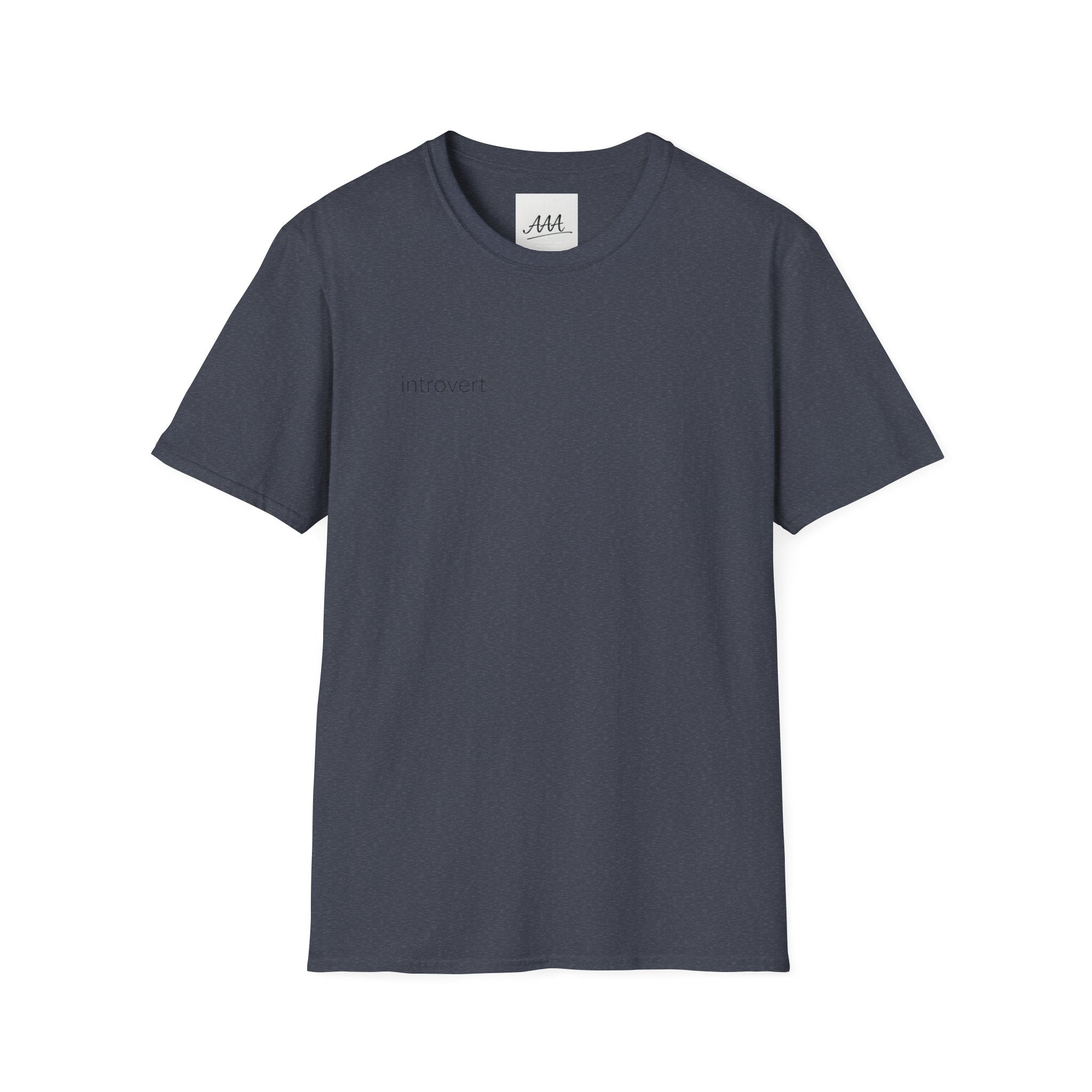 introvert T-Shirt | Minimal Text Tee, Small Chest Print, White Casual Shirt