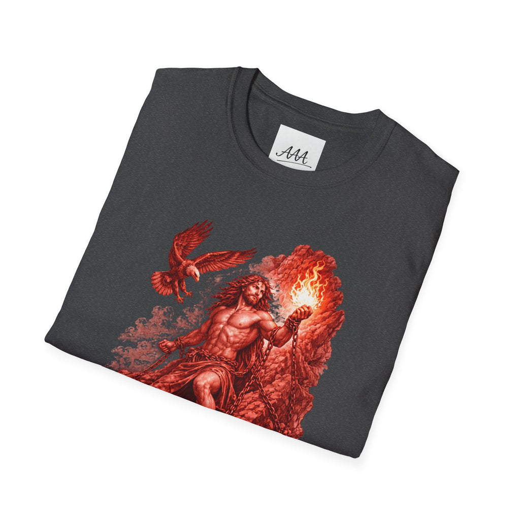 Prometheus Greek Titan T-Shirt | Mythology Titan with Eagle and Fire Unisex T-Shirt | Olympian Collection
