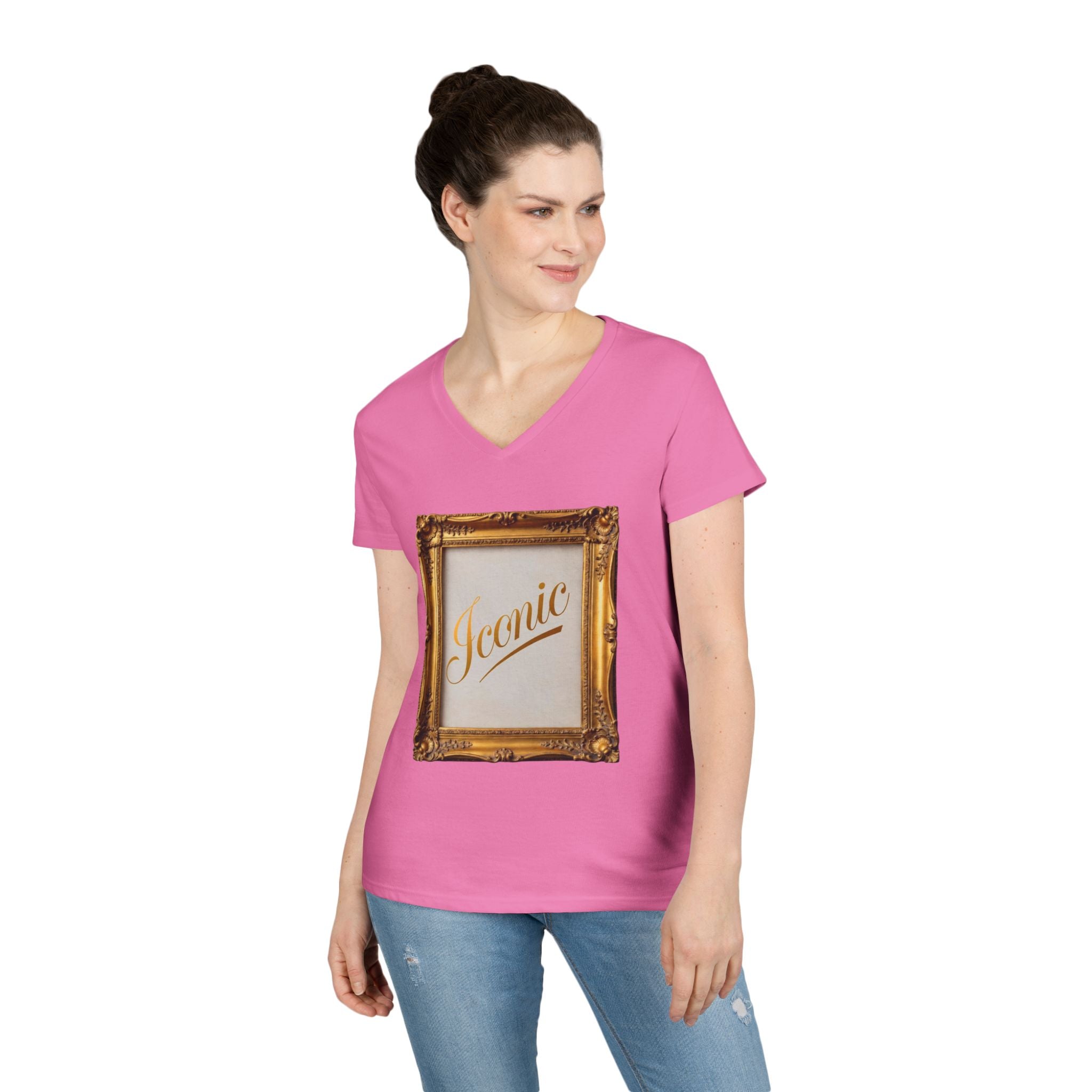 Iconic Gold Frame V-Neck T-Shirt