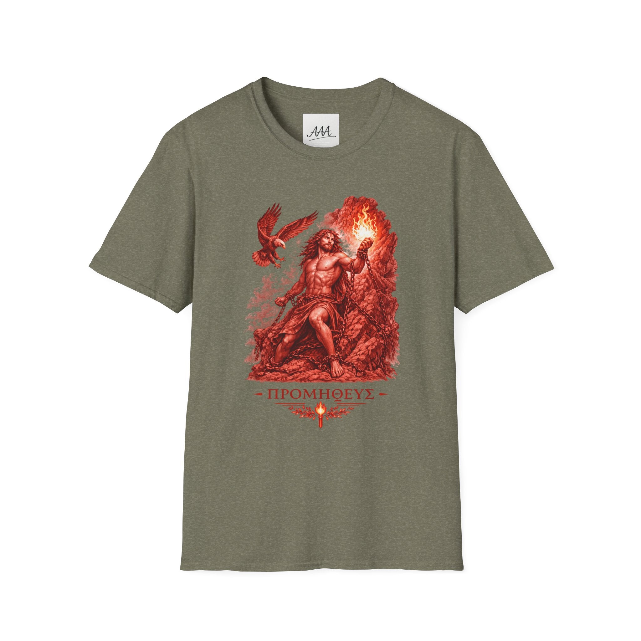 Prometheus Greek Titan T-Shirt | Mythology Titan with Eagle and Fire Unisex T-Shirt | Olympian Collection