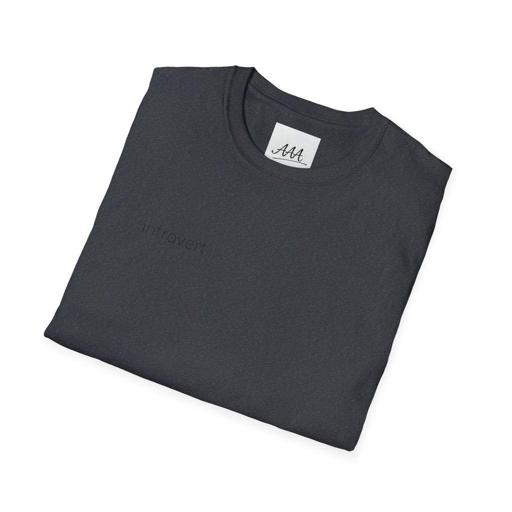 introvert T-Shirt | Minimal Text Tee, Small Chest Print, White Casual Shirt