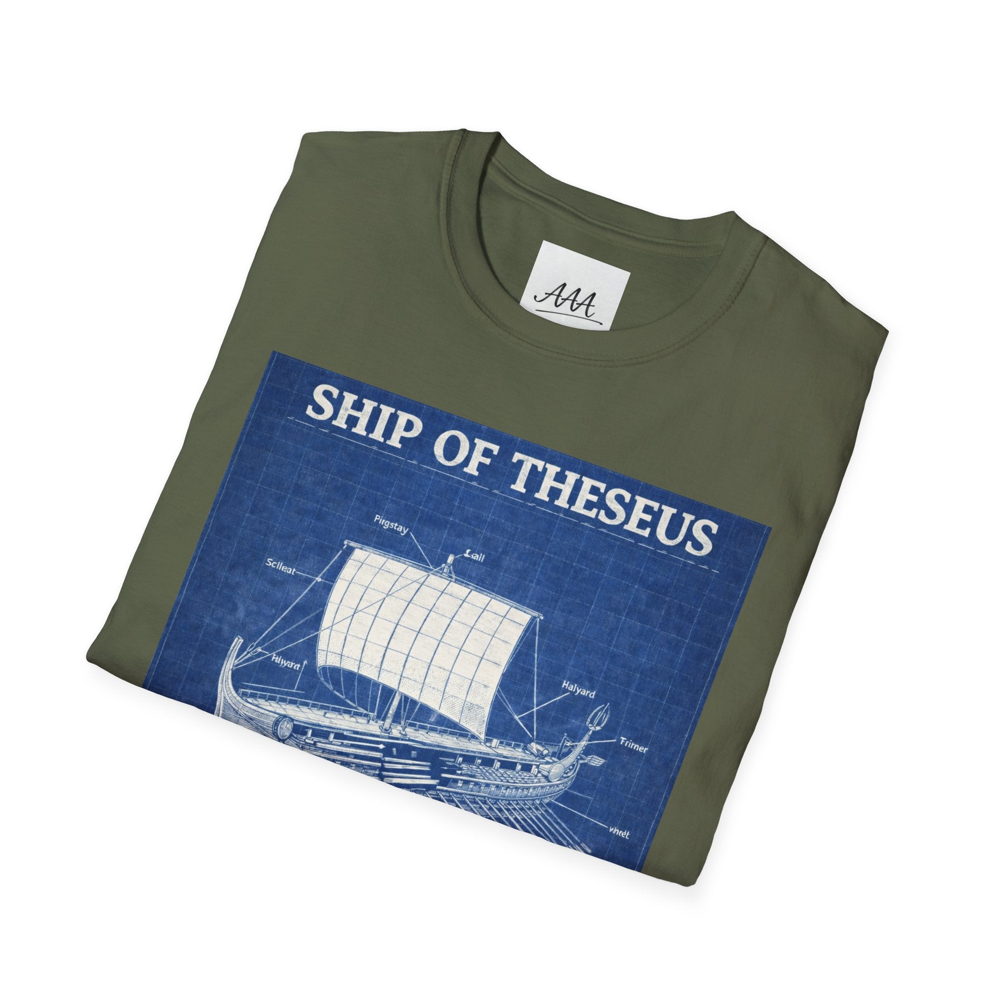 Ship of Theseus Blueprint T-Shirt | Nautical Diagram, Philosophical Art