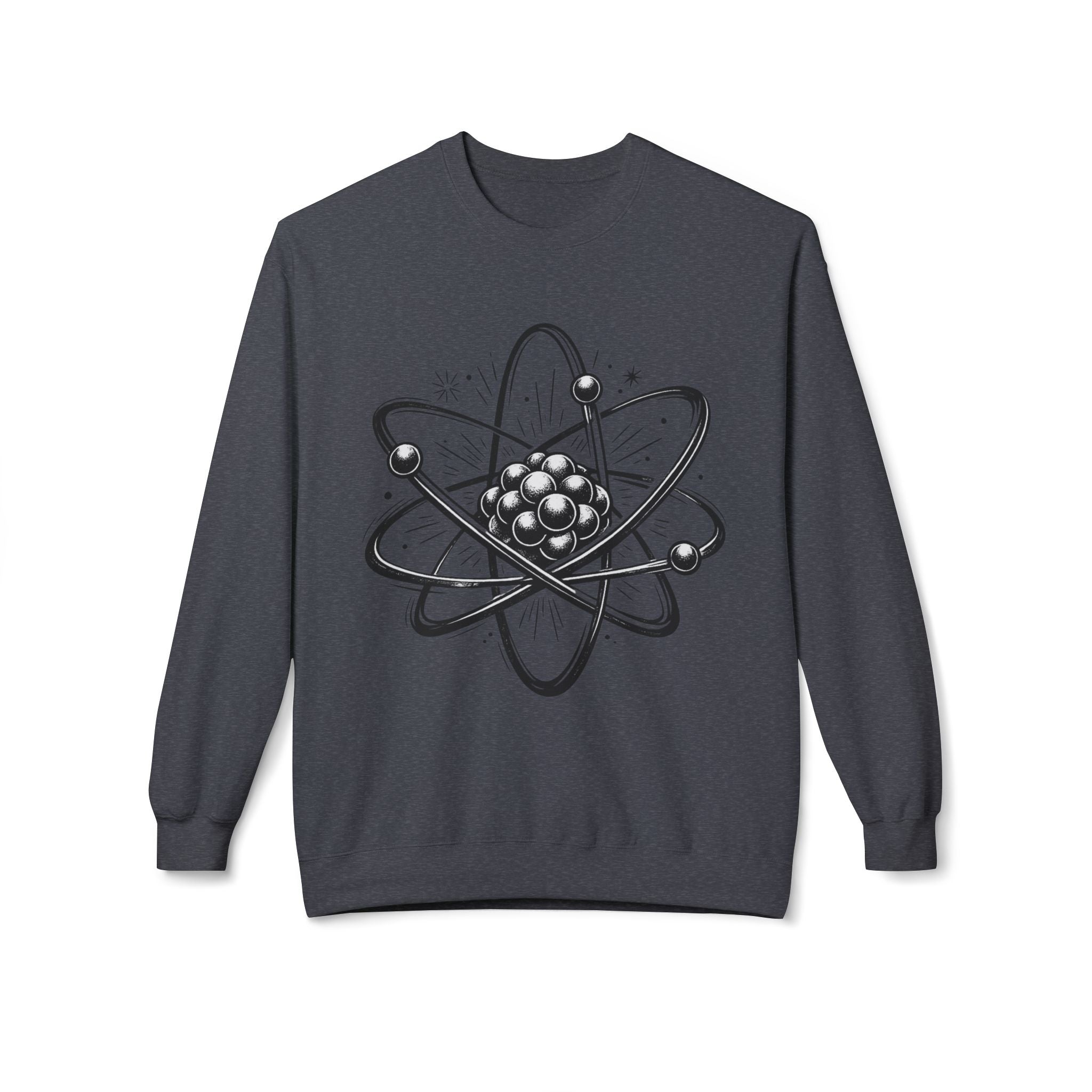 Retro Atom Illustration Sweatshirt | Science Molecule Graphic Crewneck | STEM Gift | Chemistry Teacher Shirt | Nerd Aesthetic Pullover