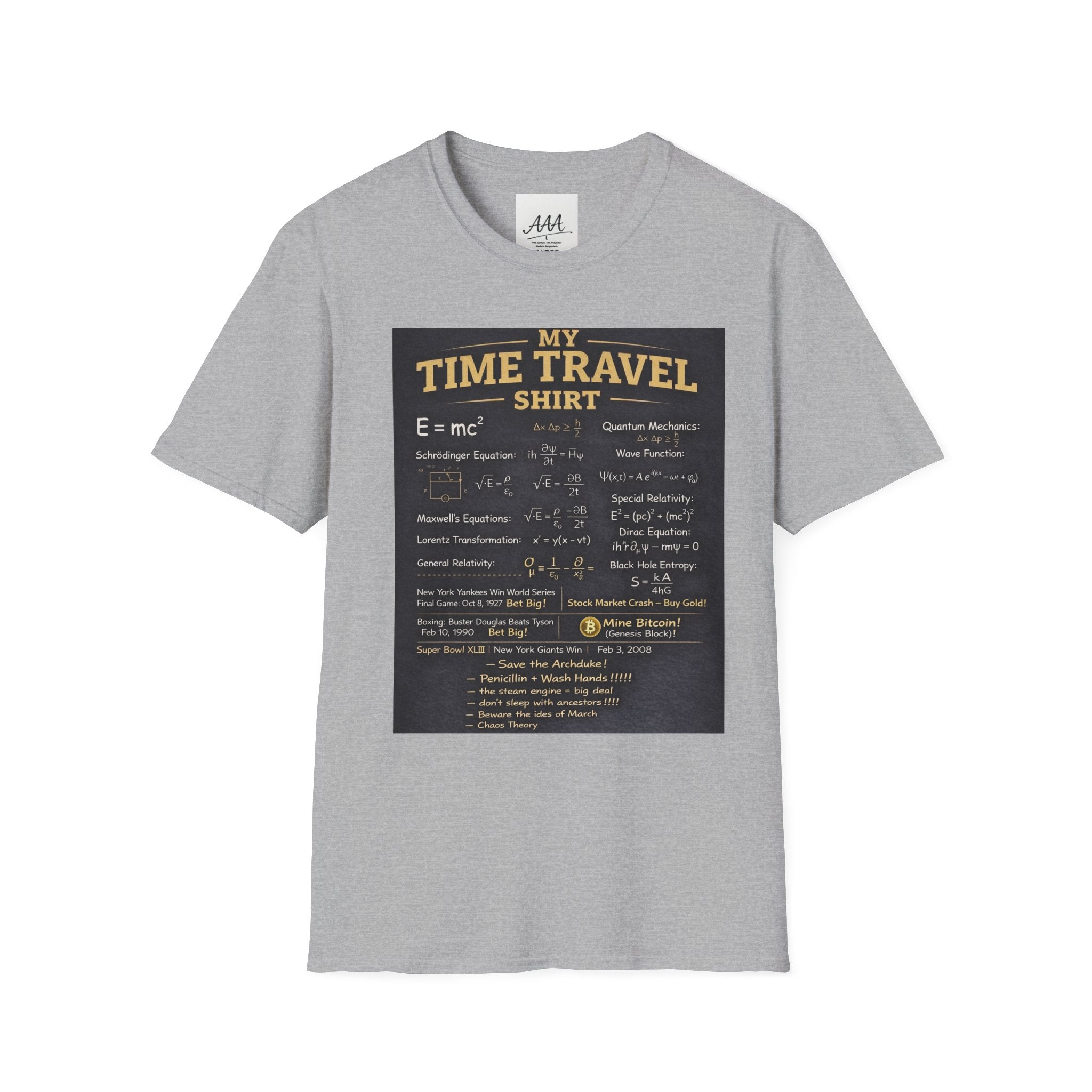 My Time Travel Shirt | Funny Physics Equations Time Traveler T-Shirt | Quantum Mechanics History Betting Unisex Tee