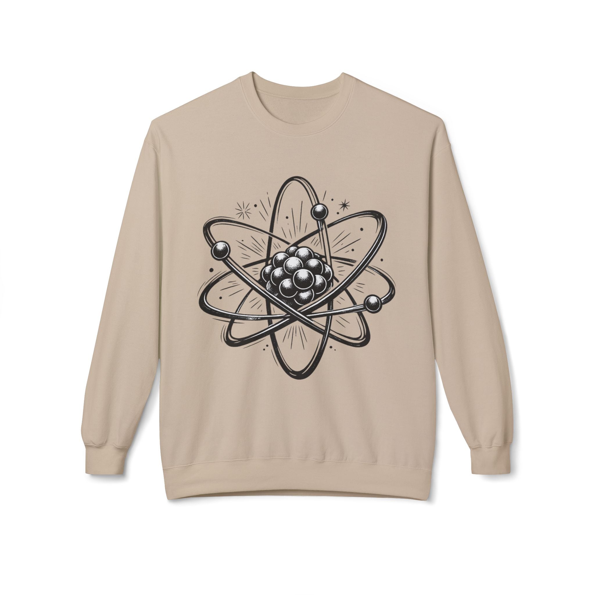 Retro Atom Illustration Sweatshirt | Science Molecule Graphic Crewneck