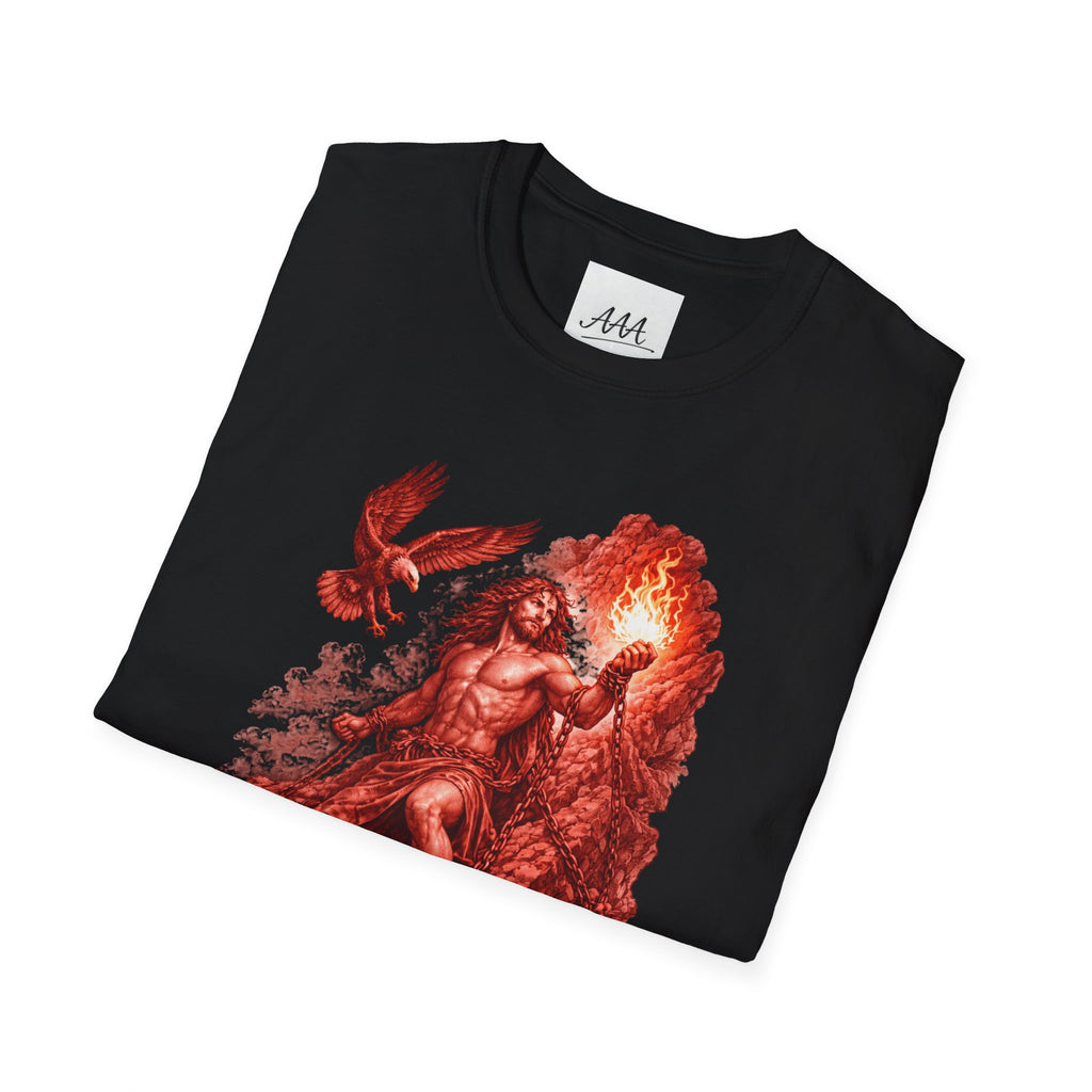 Prometheus Greek Titan T-Shirt | Mythology Titan with Eagle and Fire Unisex T-Shirt | Olympian Collection