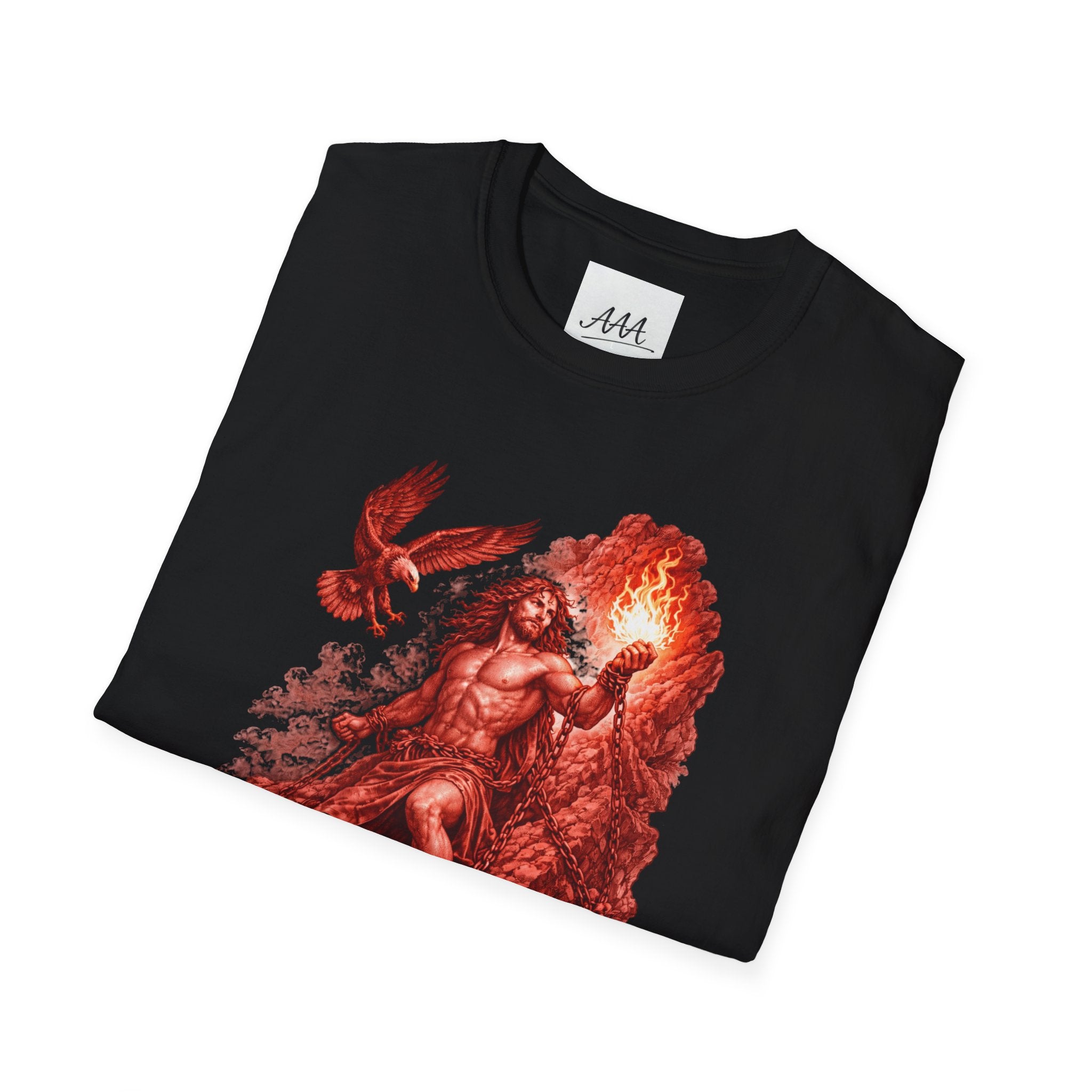 Prometheus Greek Titan T-Shirt | Mythology Titan with Eagle and Fire Unisex T-Shirt | Olympian Collection