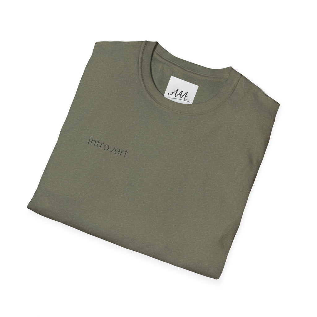 introvert T-Shirt | Minimal Text Tee, Small Chest Print, White Casual Shirt