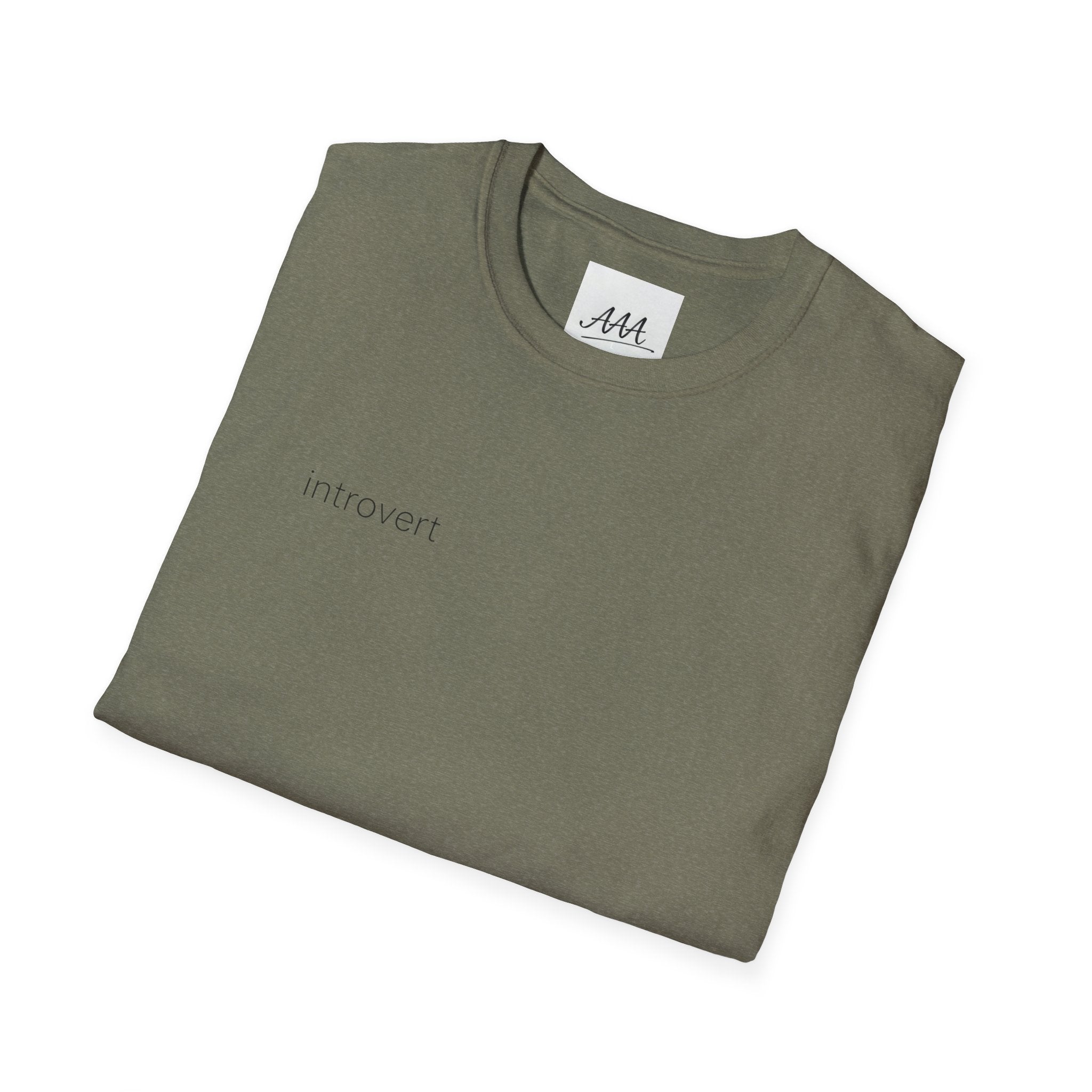 introvert T-Shirt | Minimal Text Tee, Small Chest Print, White Casual Shirt
