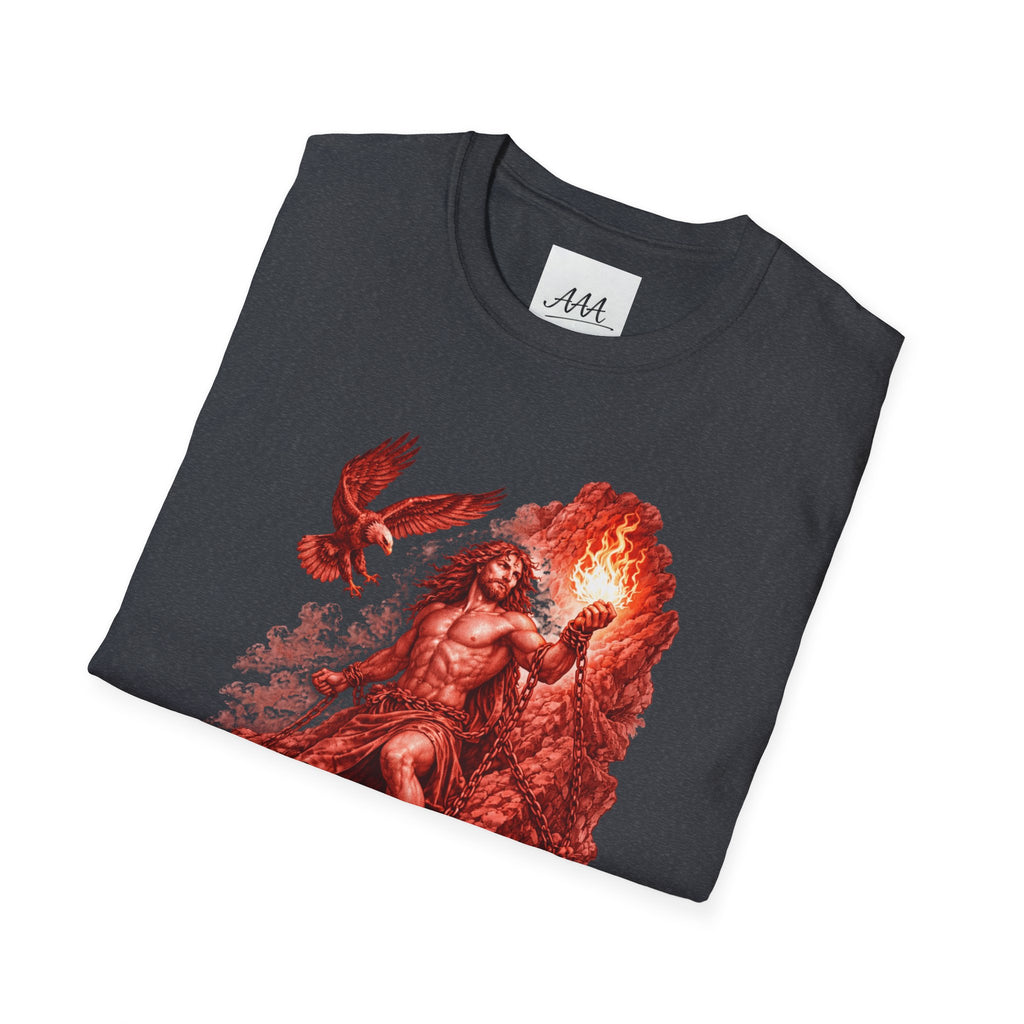Prometheus Greek Titan T-Shirt | Mythology Titan with Eagle and Fire Unisex T-Shirt | Olympian Collection