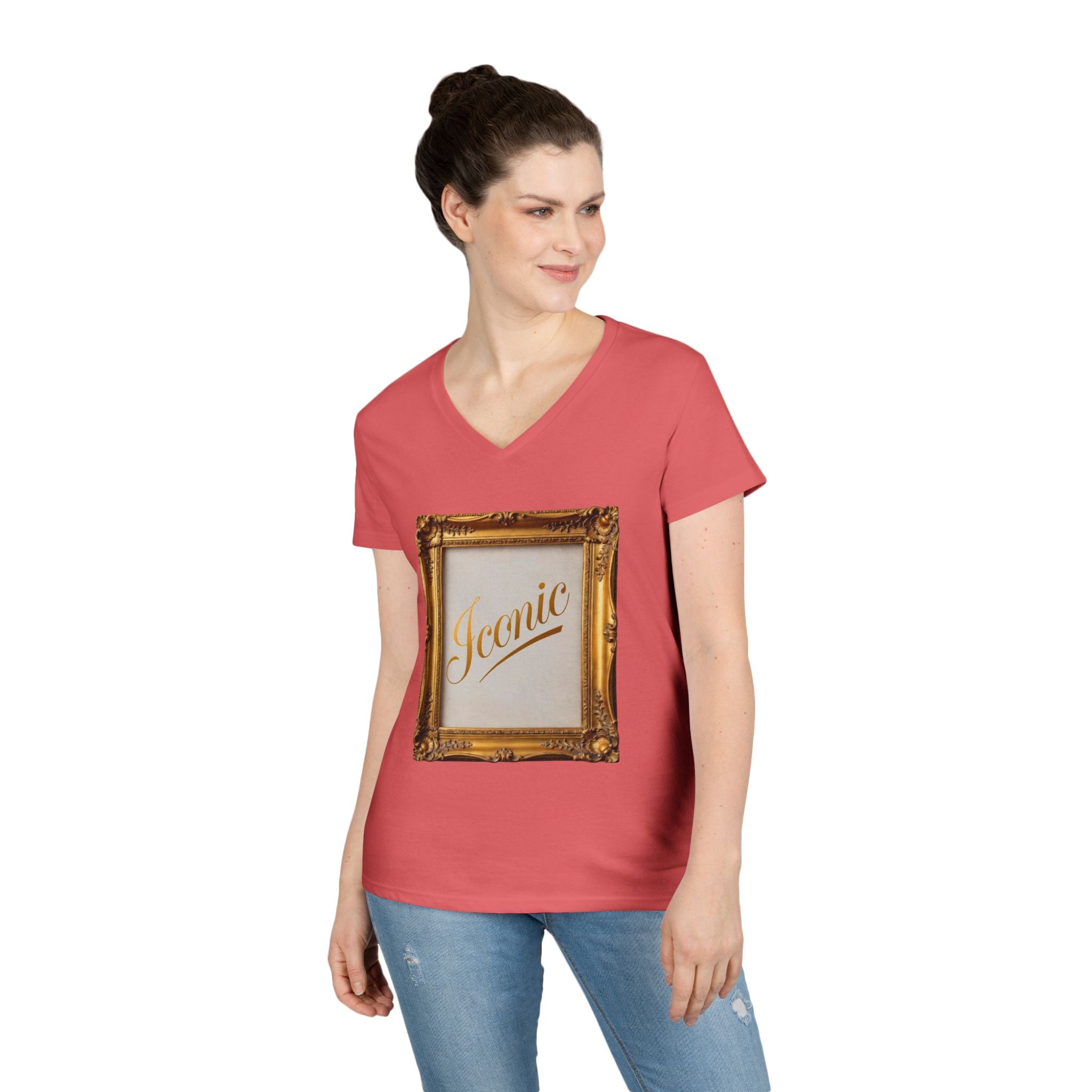 Iconic Gold Frame V-Neck T-Shirt