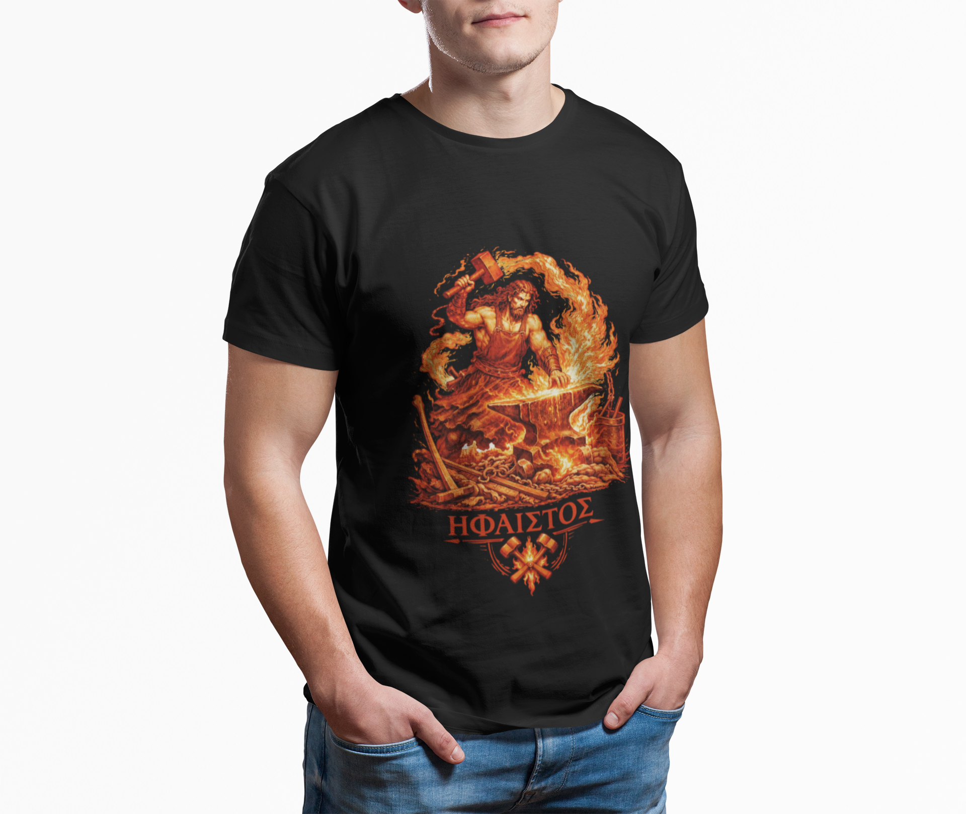 Hephaestus T-Shirt | Greek God of the Forge Mythology Tee | Ancient Greece Graphic Shirt | Gift for Craftsman | Unisex Soft Cotton