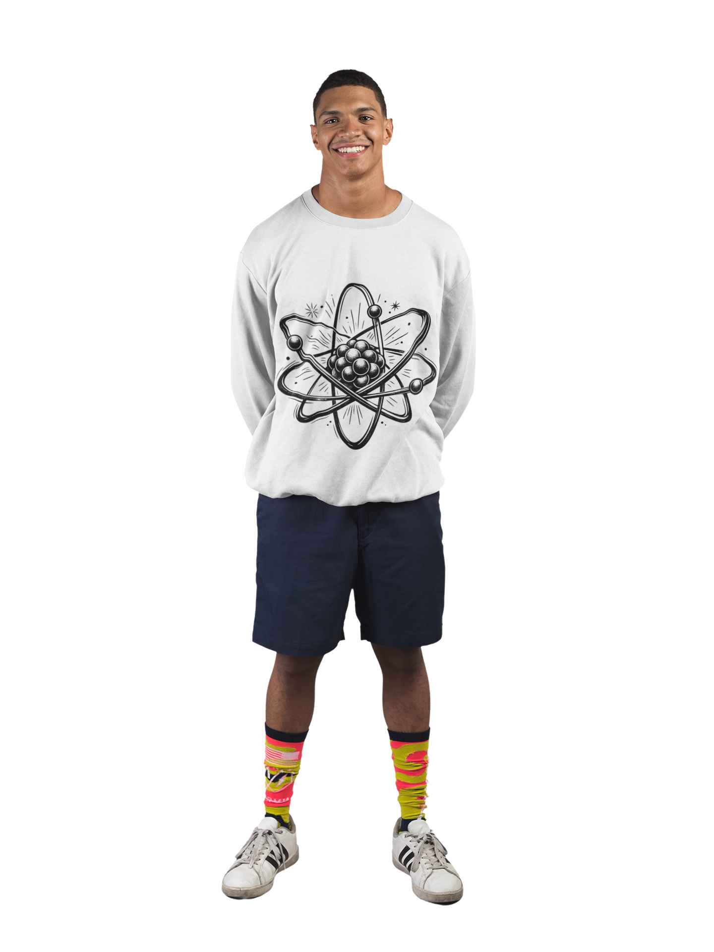 Retro Atom Illustration Sweatshirt | Science Molecule Graphic Crewneck | STEM Gift | Chemistry Teacher Shirt | Nerd Aesthetic Pullover