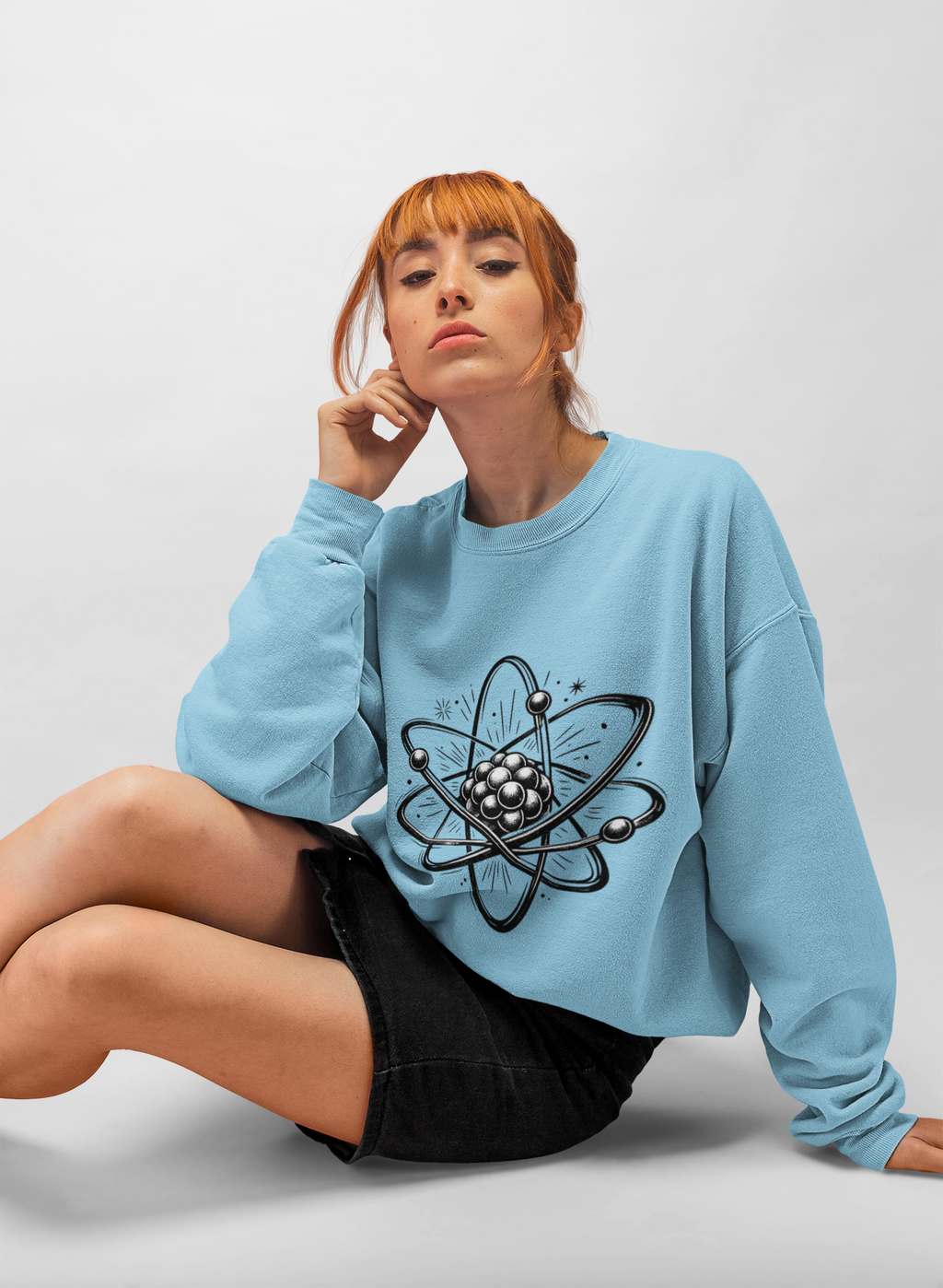 Retro Atom Illustration Sweatshirt | Science Molecule Graphic Crewneck | STEM Gift | Chemistry Teacher Shirt | Nerd Aesthetic Pullover