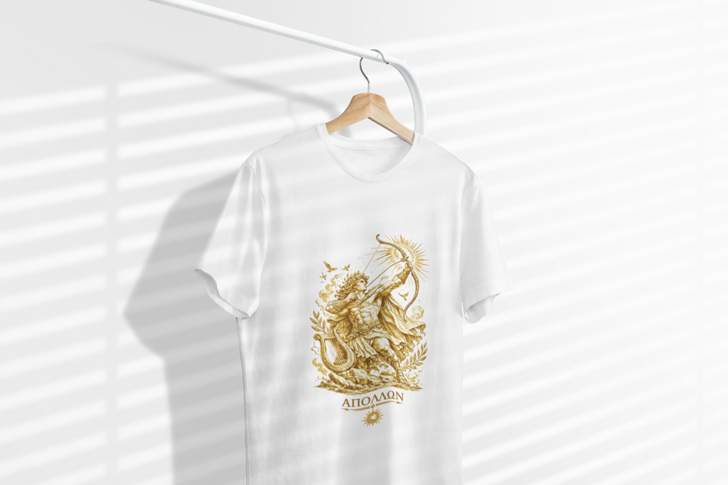 Apollo Greek God T-Shirt | Sun God Lyre Mythology Tee | Ancient Greece Graphic Shirt | Gift for Music Lover | Unisex Soft Cotton