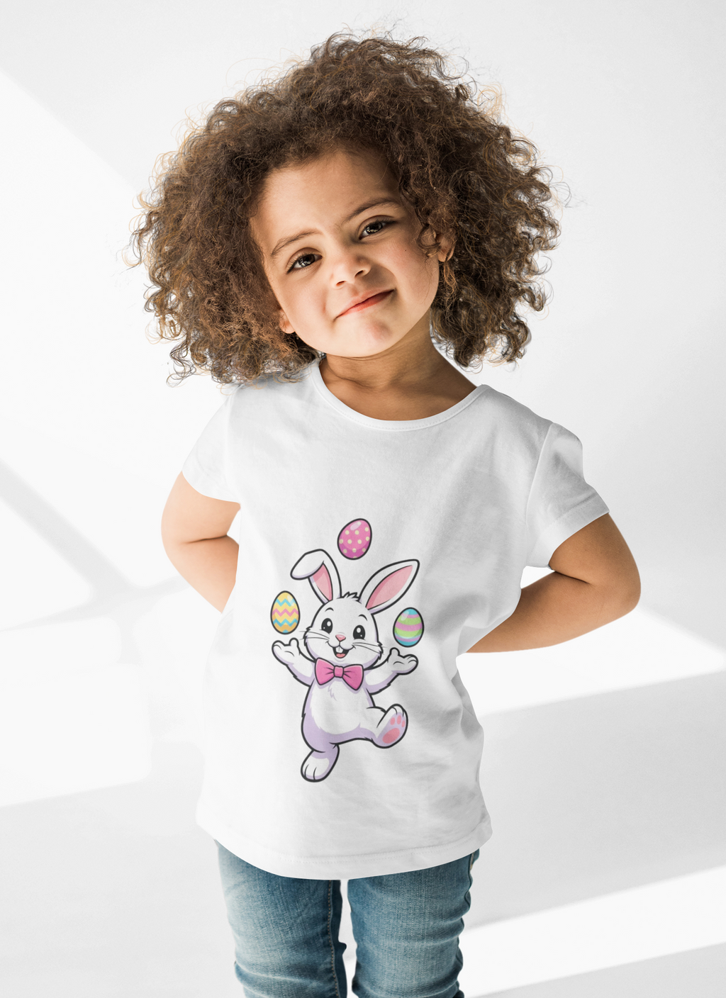 Easter Bunny Juggling Eggs Kids T-Shirt | Pastel Spring Easter Tee | Easter Gift for Kids | Toddler Easter Shirt | Cute Easter Top