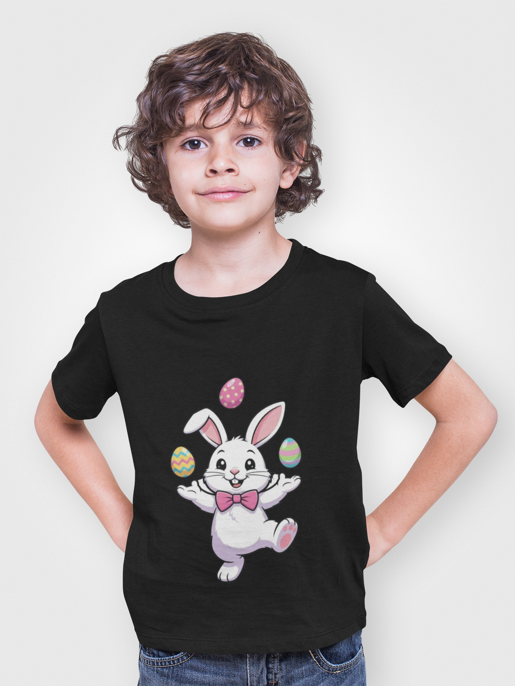 Easter Bunny Juggling Eggs Kids T-Shirt | Pastel Spring Easter Tee | Easter Gift for Kids | Toddler Easter Shirt | Cute Easter Top