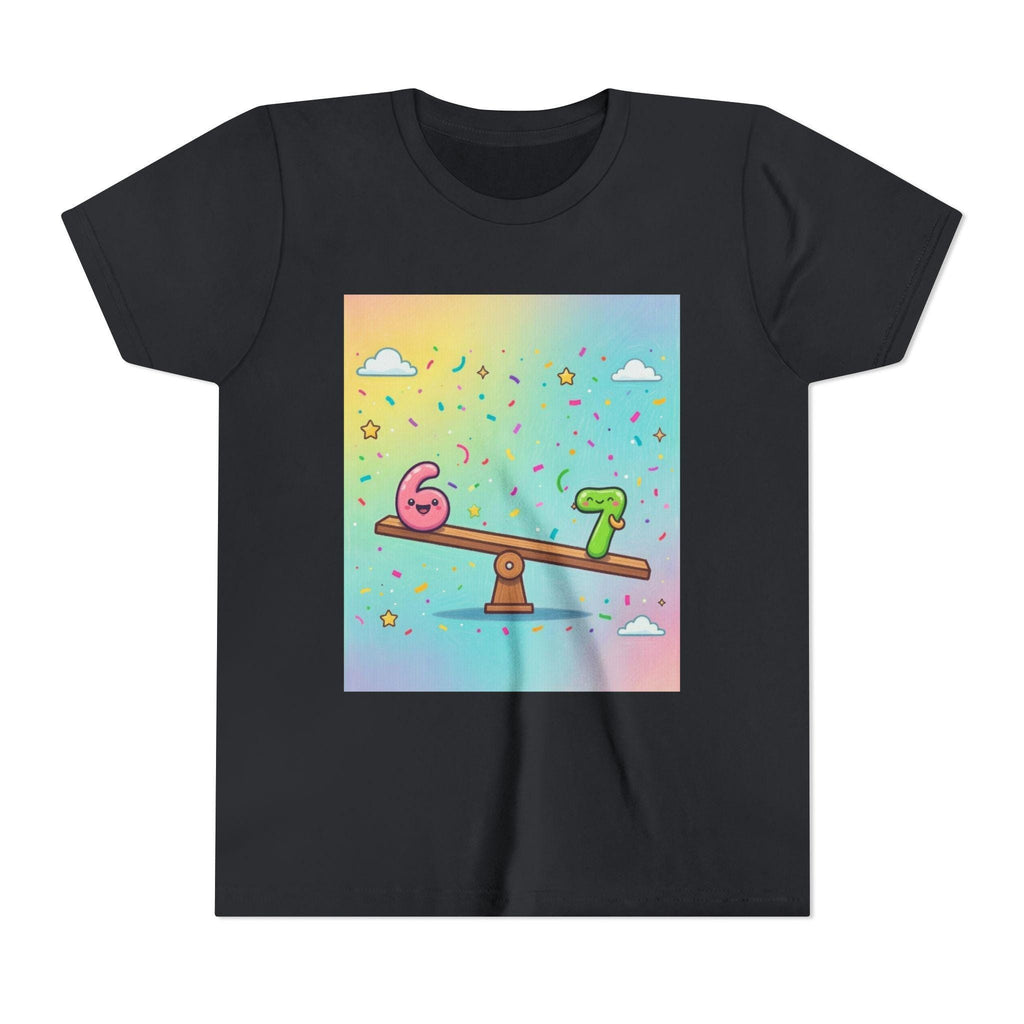 Kids 6 vs 7 Tee Colorful Seesaw Shirt