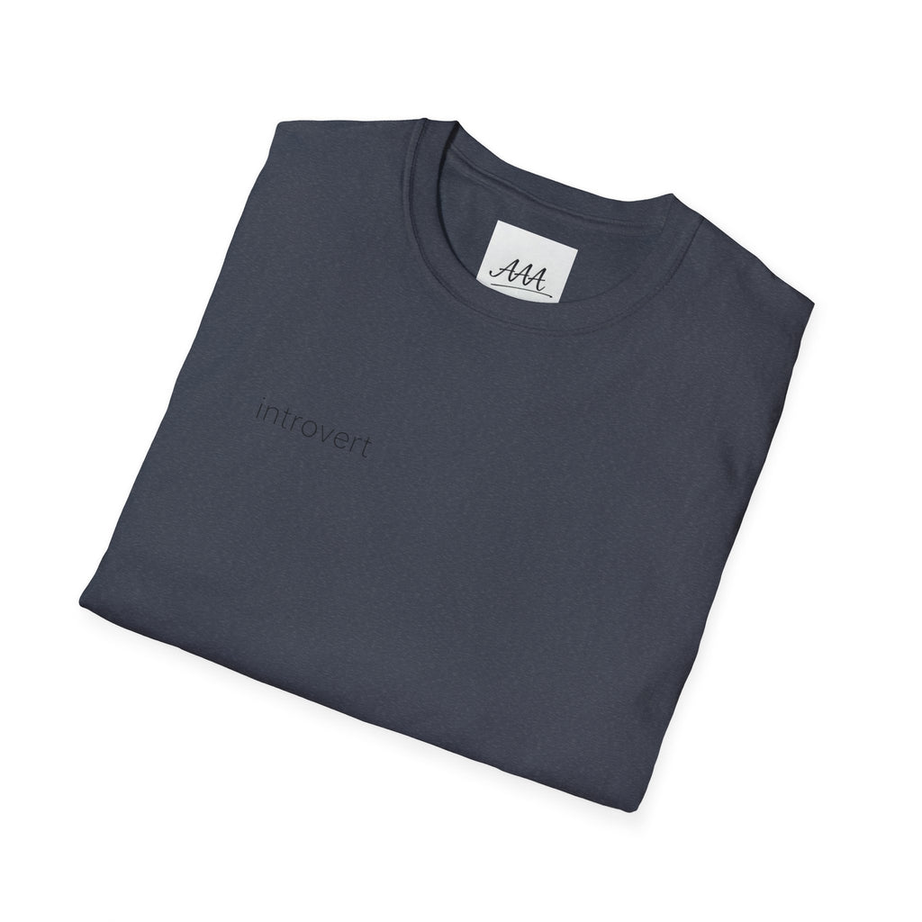introvert T-Shirt | Minimal Text Tee, Small Chest Print, White Casual Shirt