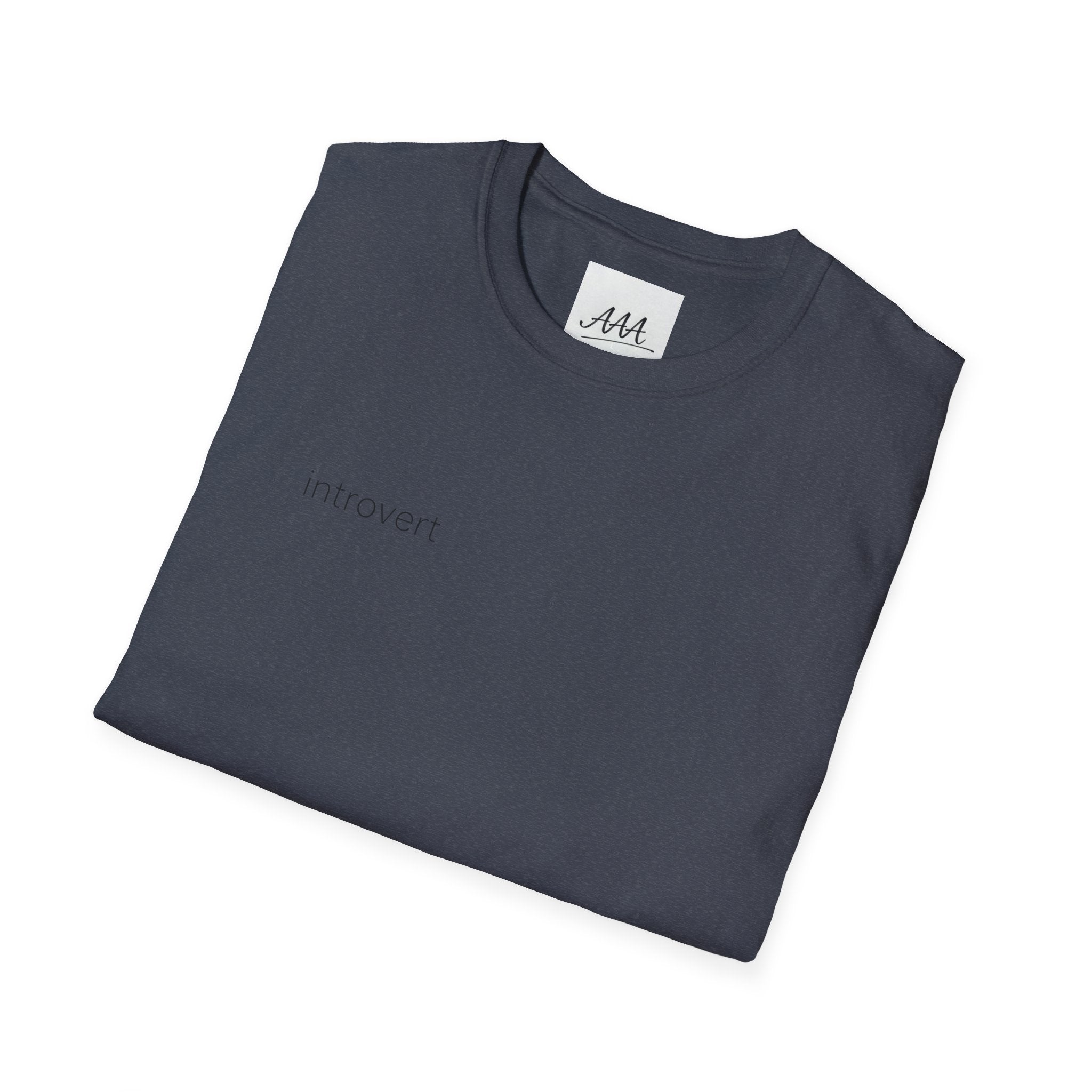 introvert T-Shirt | Minimal Text Tee, Small Chest Print, White Casual Shirt