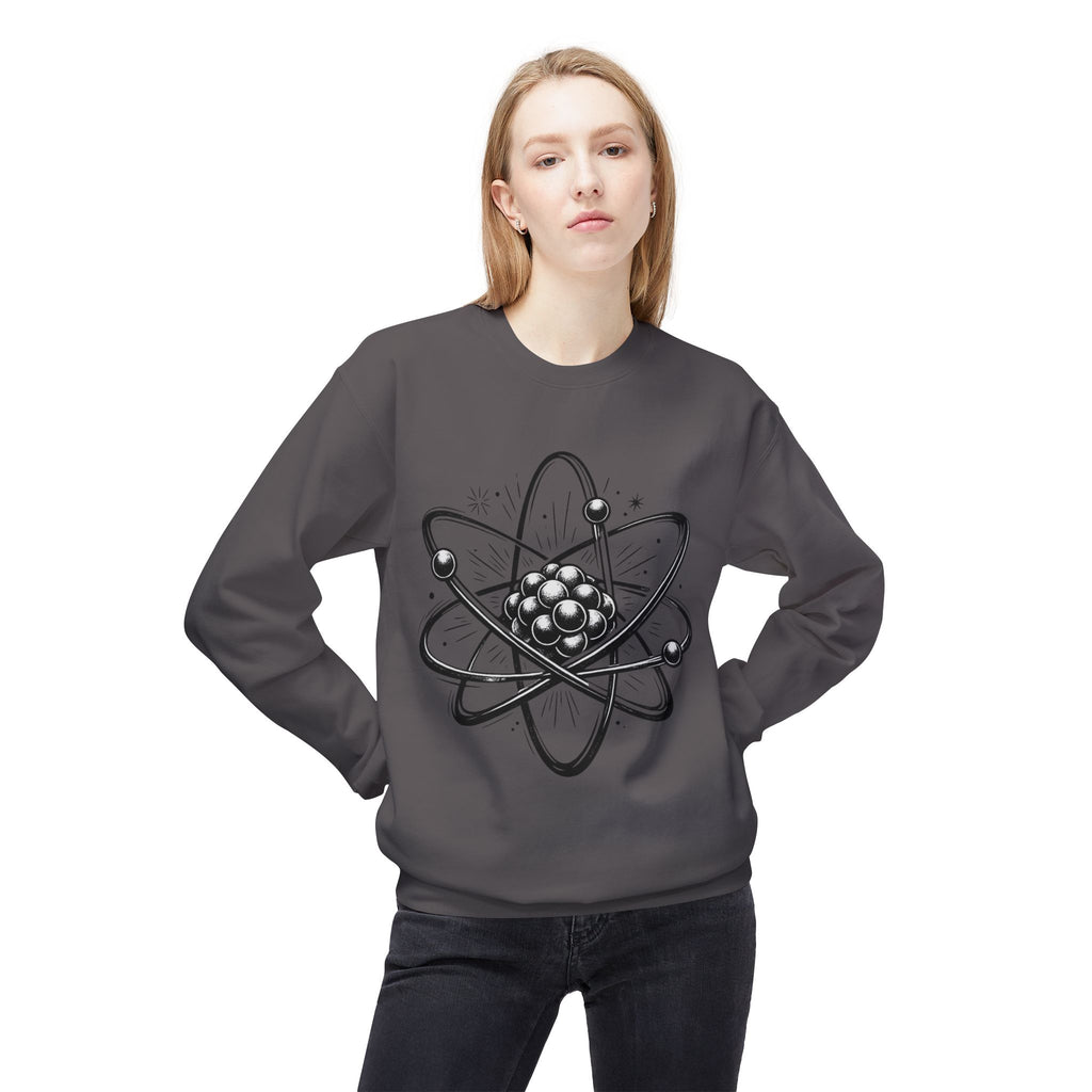 Retro Atom Illustration Sweatshirt | Science Molecule Graphic Crewneck