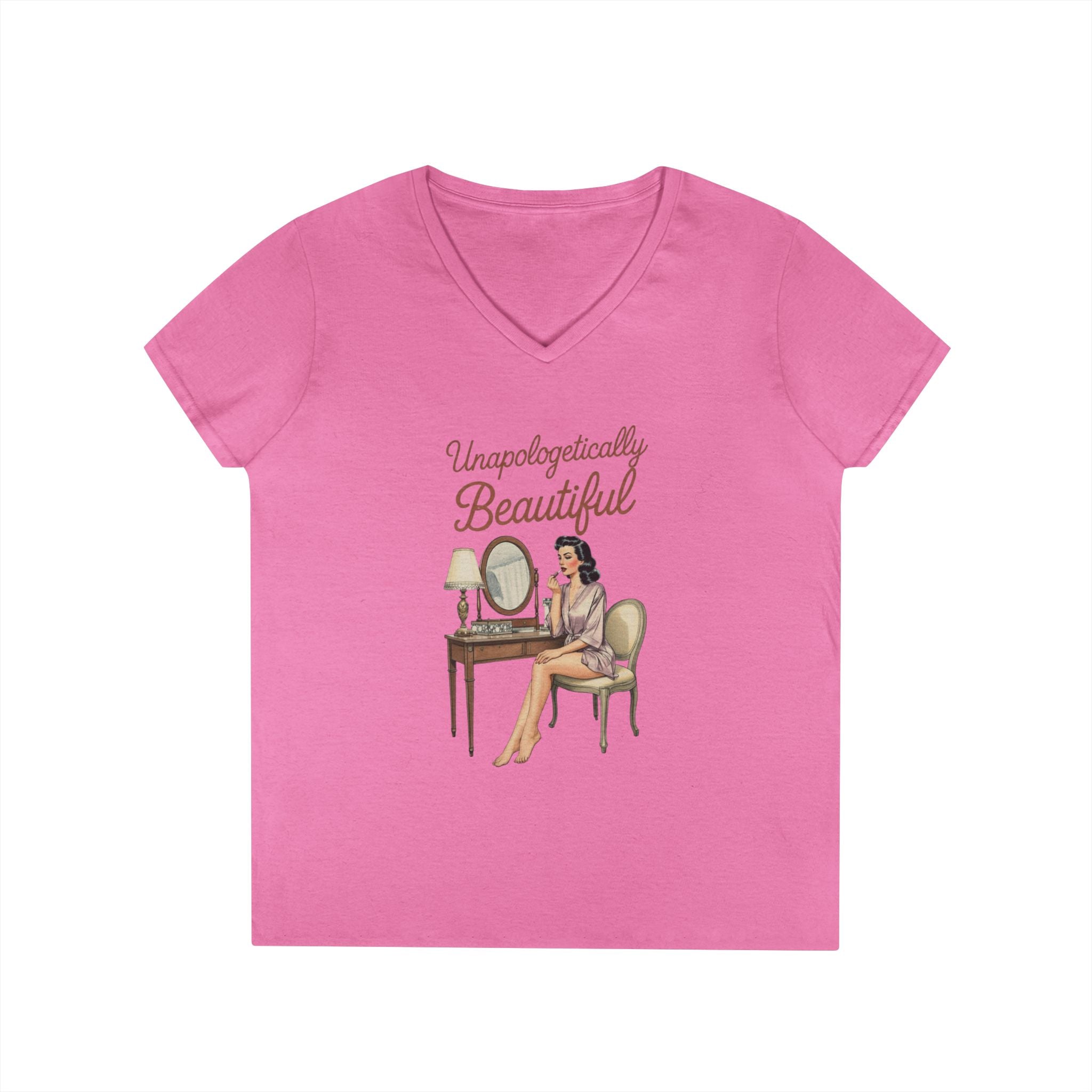 Unapologetically Me V-Neck T-Shirt | Retro Vanity Mirror Graphic Tee | Empowerment Shirt for Women | Sassy Ladies Gift | Vintage Women Tee