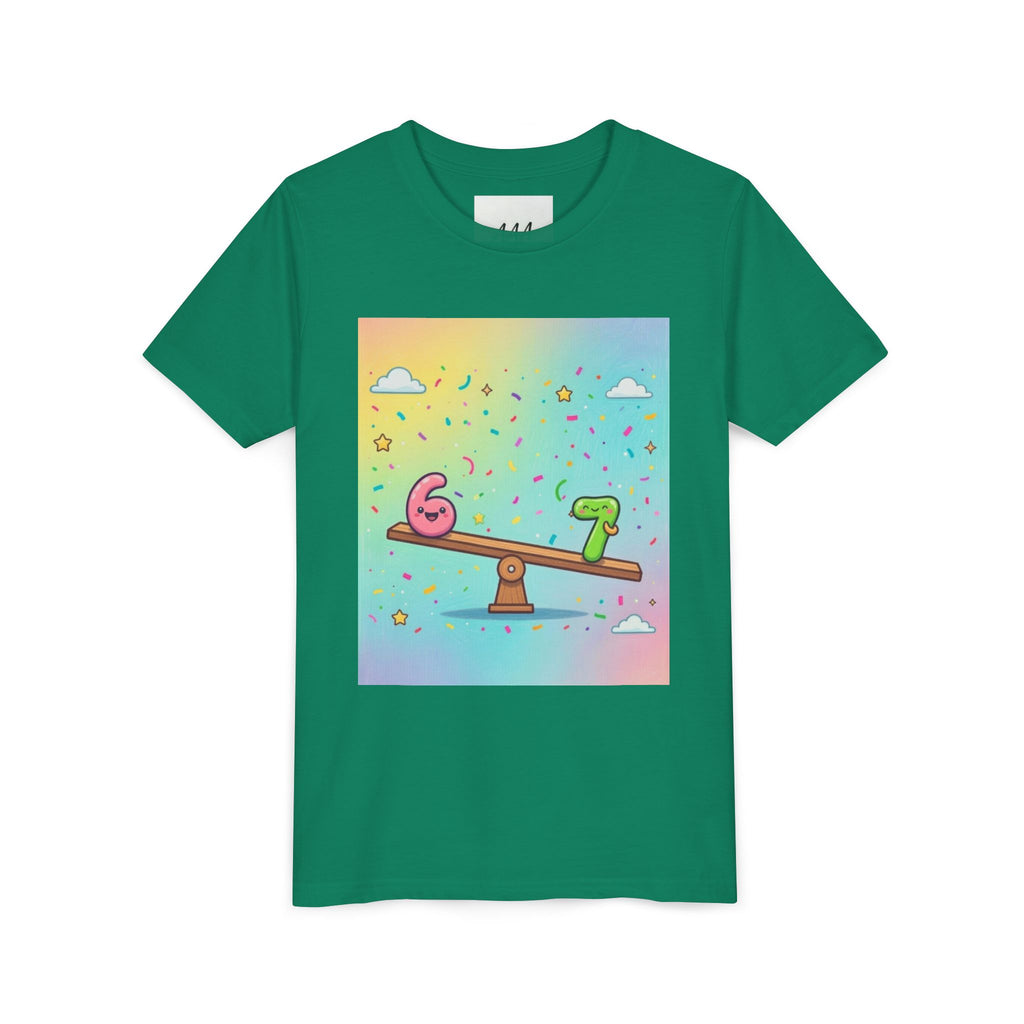Kids 6 vs 7 Tee Colorful Seesaw Shirt