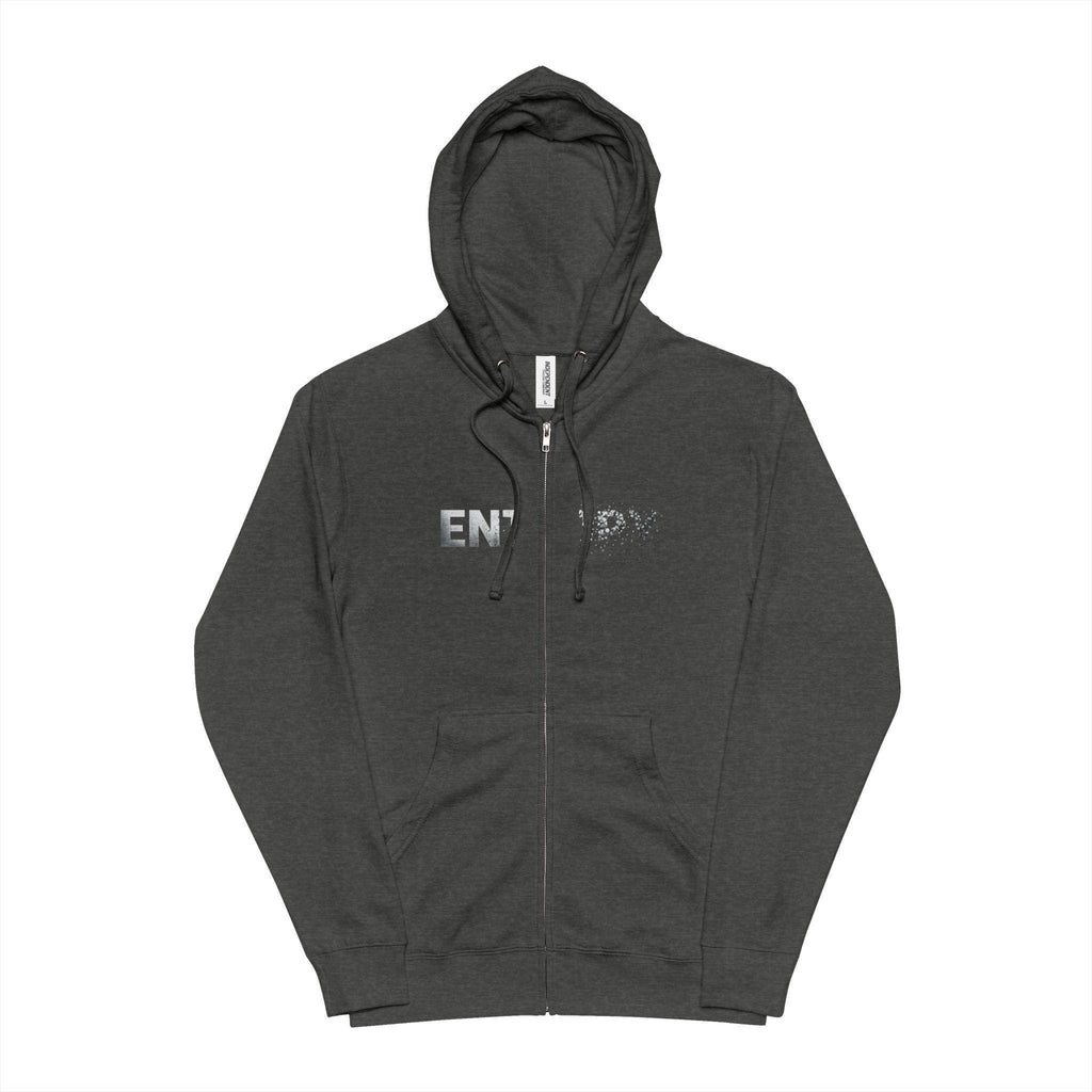 Entropy Zip-Up Hoodie Minimal 'ENERGY' Front Graphic, Cozy Fleece Zipper Hoodie