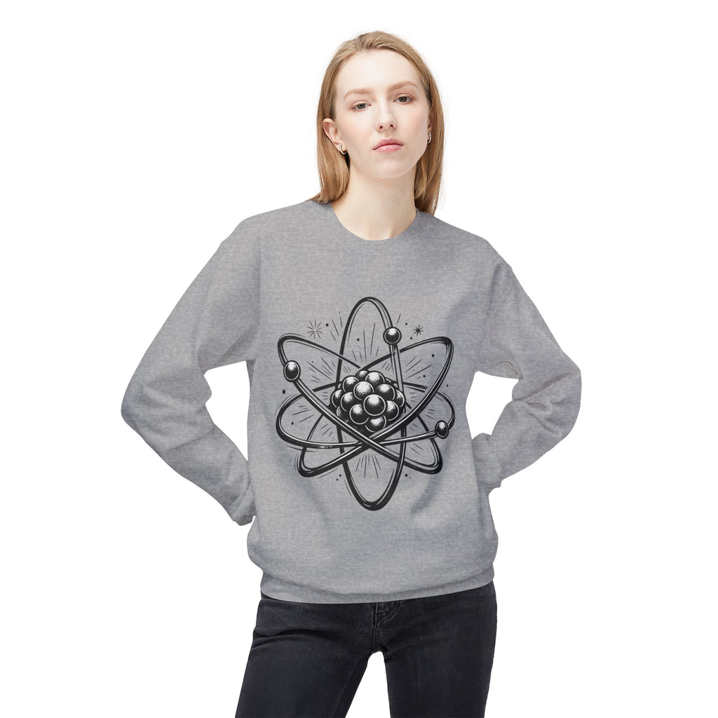 Retro Atom Illustration Sweatshirt | Science Molecule Graphic Crewneck