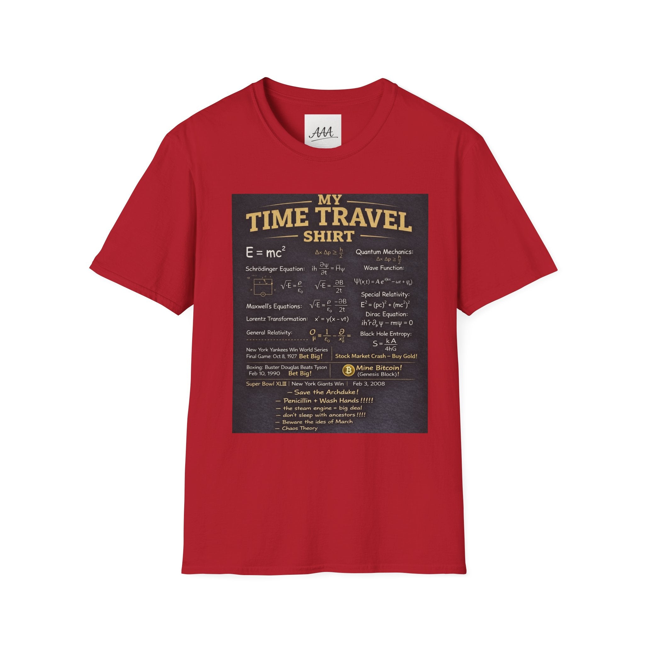 My Time Travel Shirt | Funny Physics Equations Time Traveler T-Shirt | Quantum Mechanics History Betting Unisex Tee