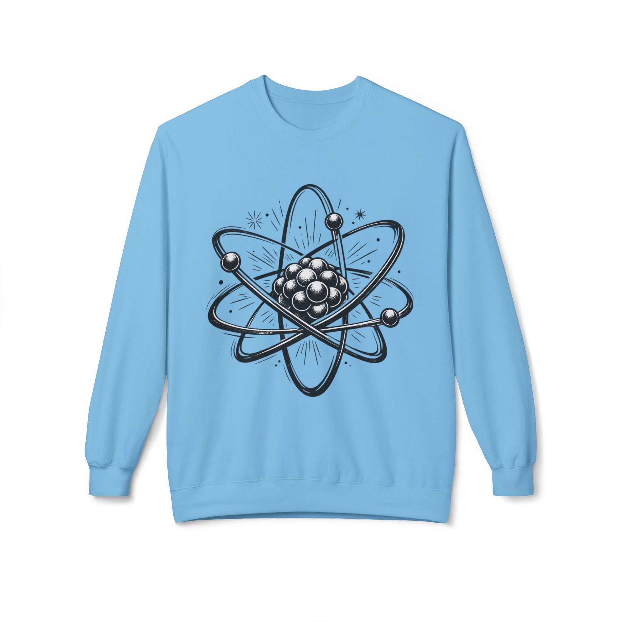 Retro Atom Illustration Sweatshirt | Science Molecule Graphic Crewneck | STEM Gift | Chemistry Teacher Shirt | Nerd Aesthetic Pullover