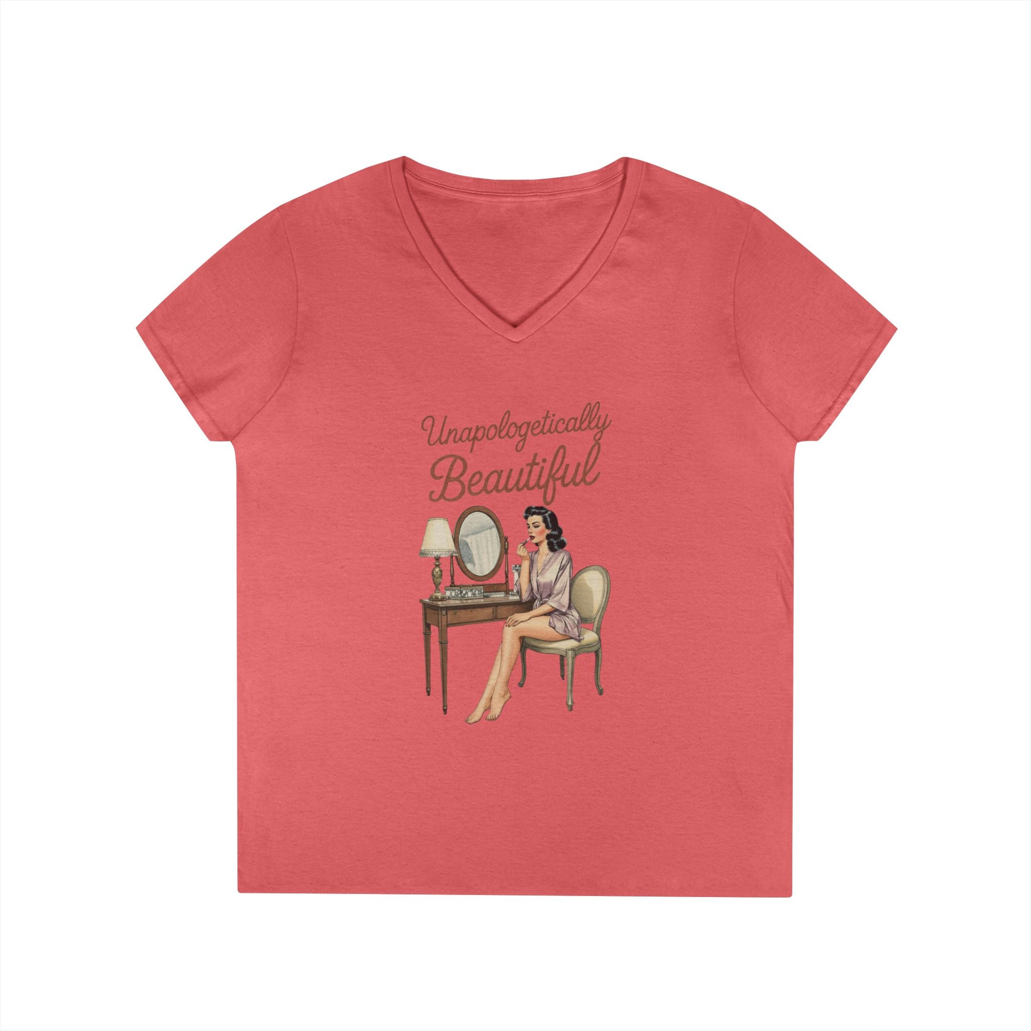 Unapologetically Me V-Neck T-Shirt | Retro Vanity Mirror Graphic Tee | Empowerment Shirt for Women | Sassy Ladies Gift | Vintage Women Tee