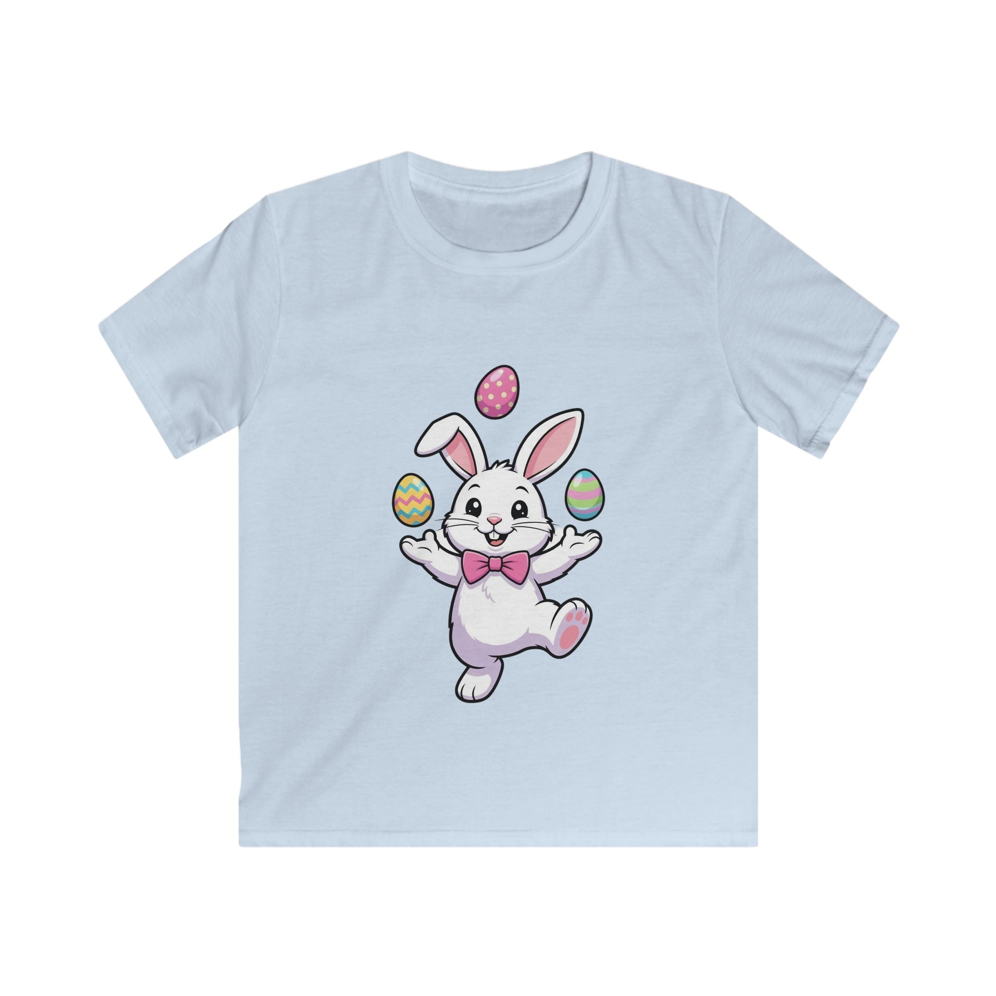 Easter Bunny Juggling Eggs Kids Tee | Cute Pastel Holiday Shirt