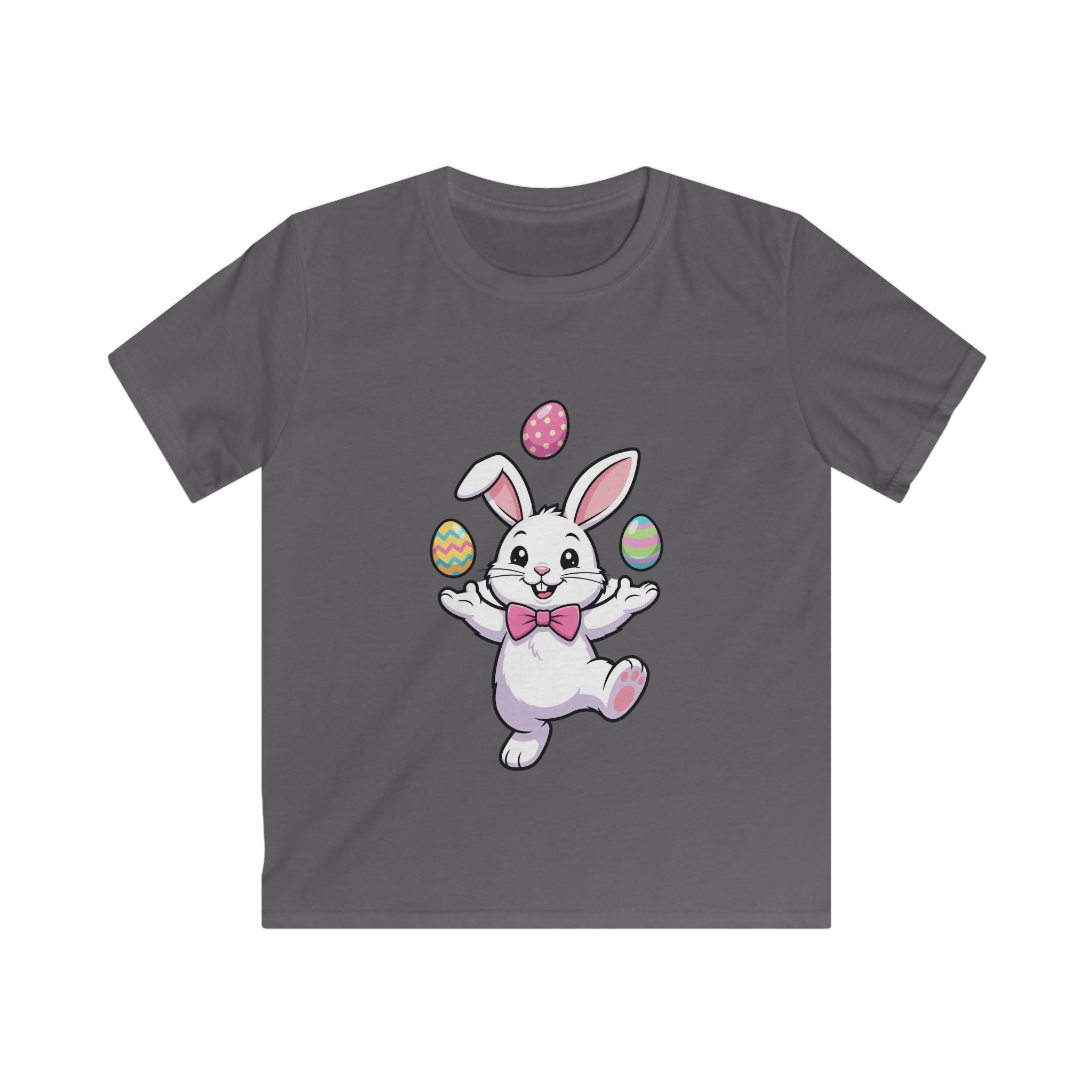 Easter Bunny Juggling Eggs Kids Tee | Cute Pastel Holiday Shirt