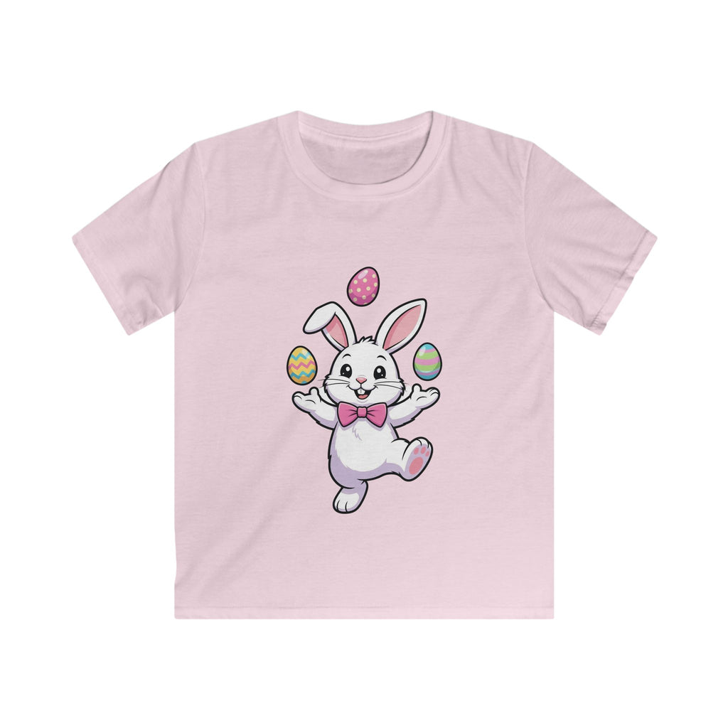 Easter Bunny Juggling Eggs Kids Tee | Cute Pastel Holiday Shirt
