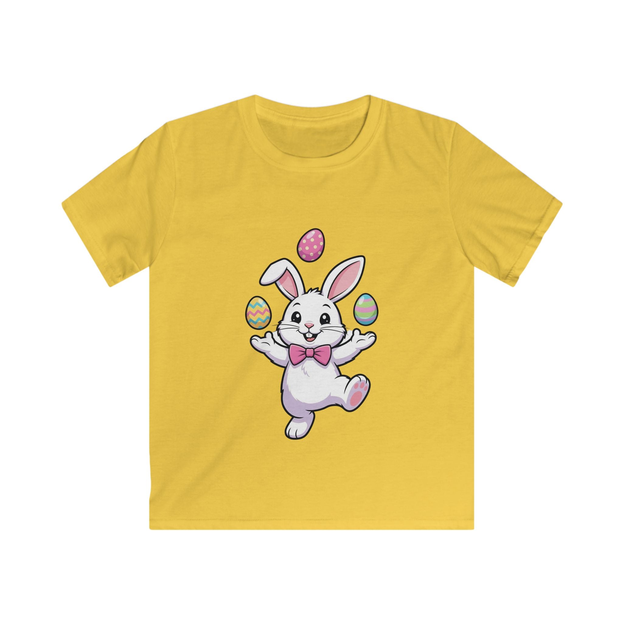Easter Bunny Juggling Eggs Kids Tee | Cute Pastel Holiday Shirt
