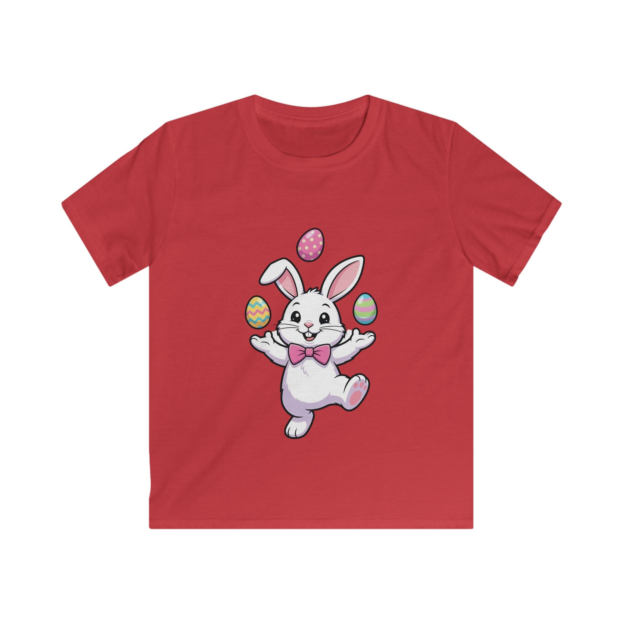 Easter Bunny Juggling Eggs Kids Tee | Cute Pastel Holiday Shirt
