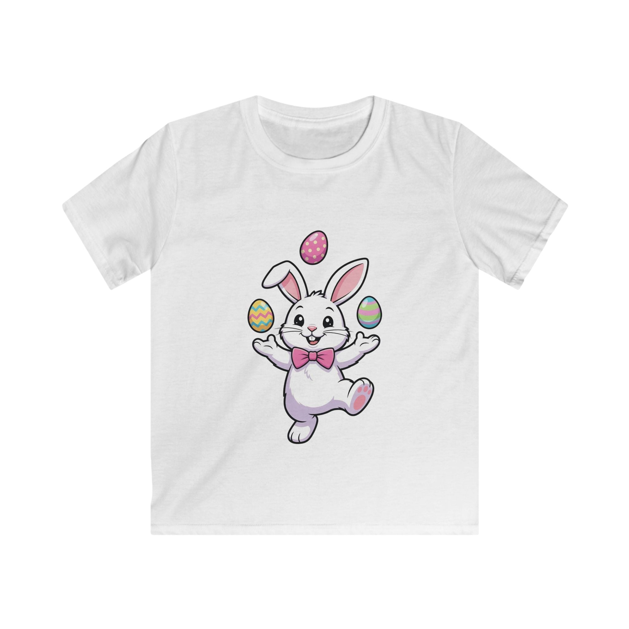 Easter Bunny Juggling Eggs Kids Tee | Cute Pastel Holiday Shirt