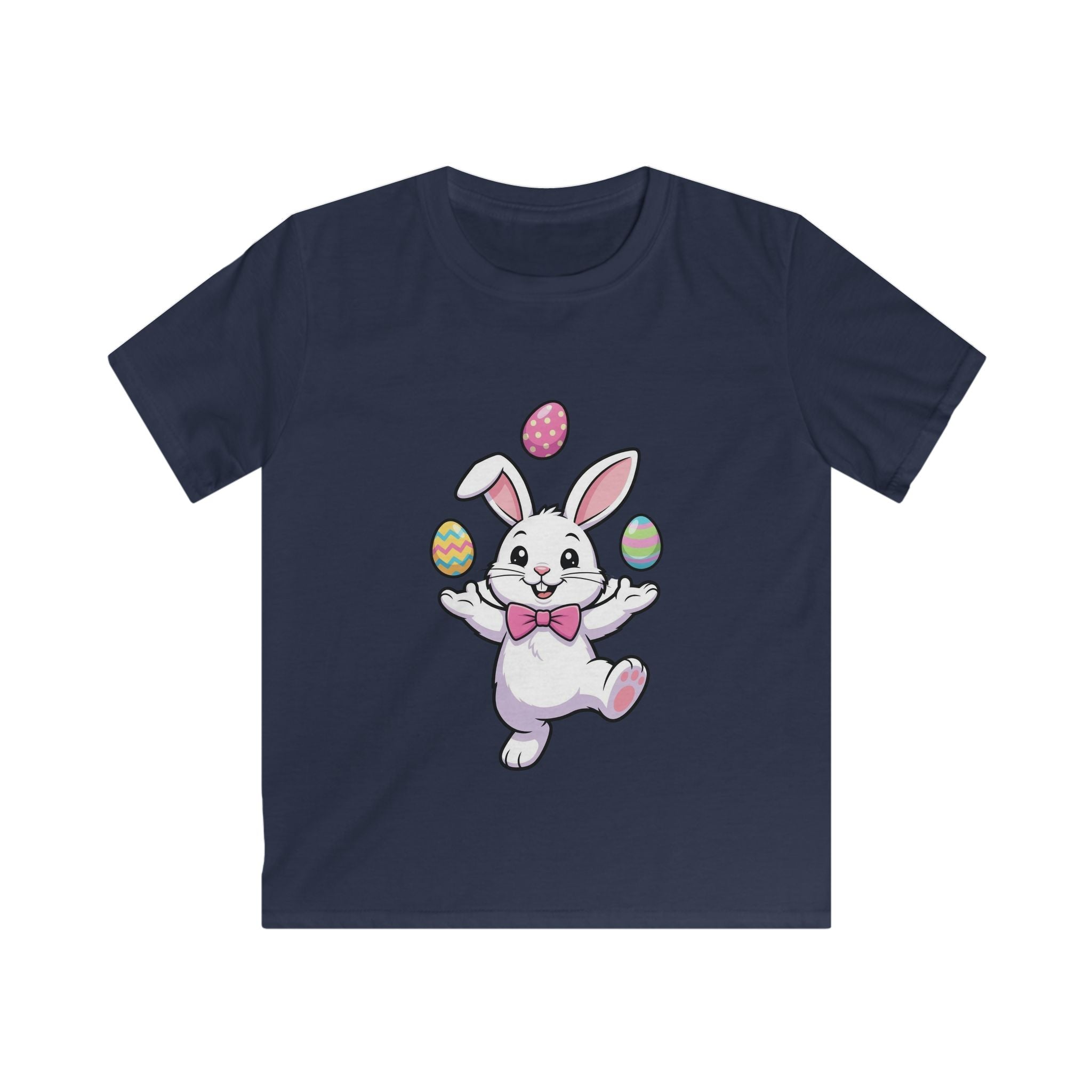 Easter Bunny Juggling Eggs Kids Tee | Cute Pastel Holiday Shirt