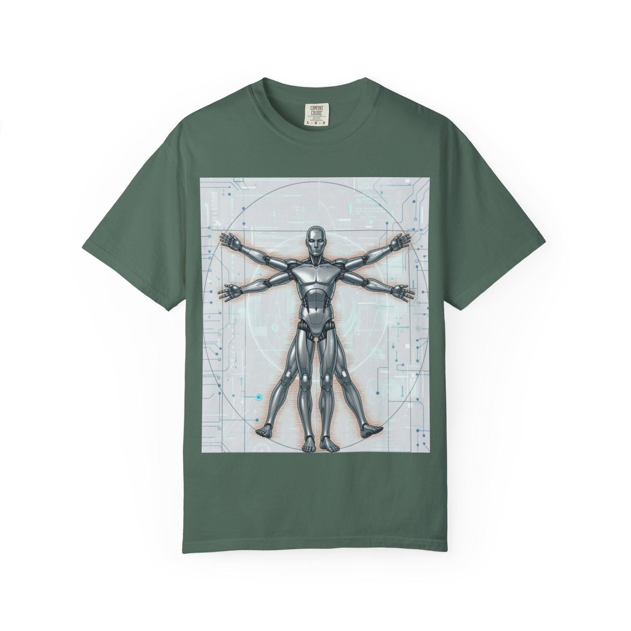 Vitruvian Robot T-Shirt Futuristic SciFi Graphic Tee