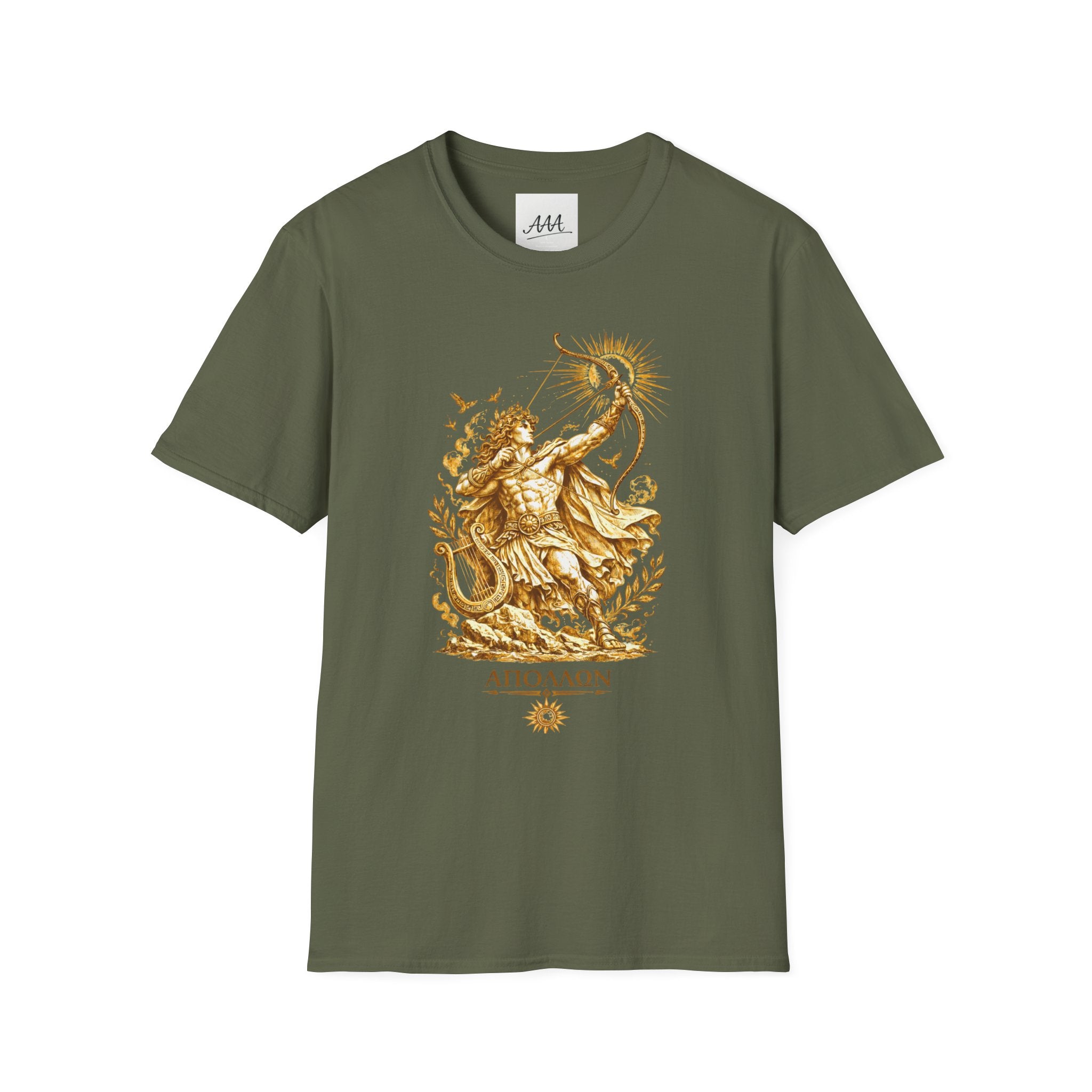 Apollo Greek God T-Shirt | Sun God Lyre Mythology Tee | Ancient Greece Graphic Shirt | Gift for Music Lover | Unisex Soft Cotton