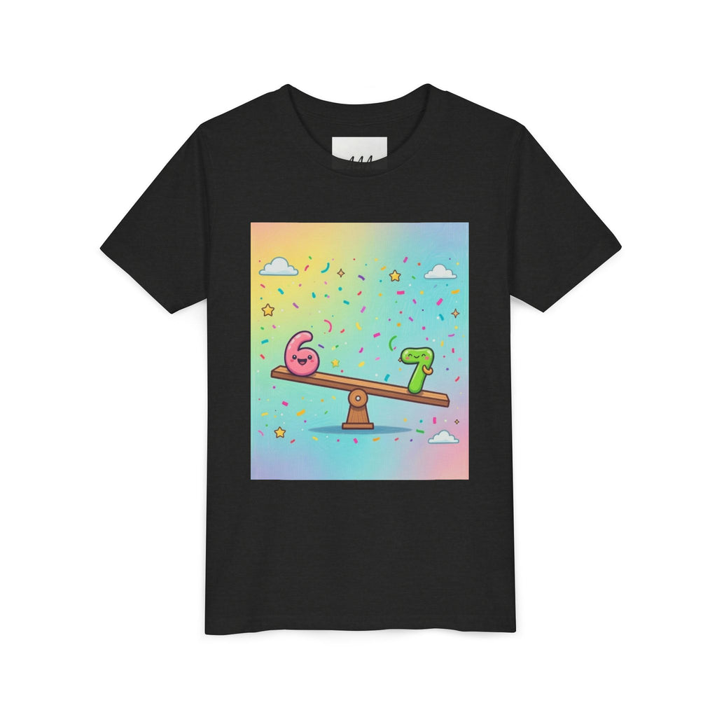 Kids 6 vs 7 Tee Colorful Seesaw Shirt
