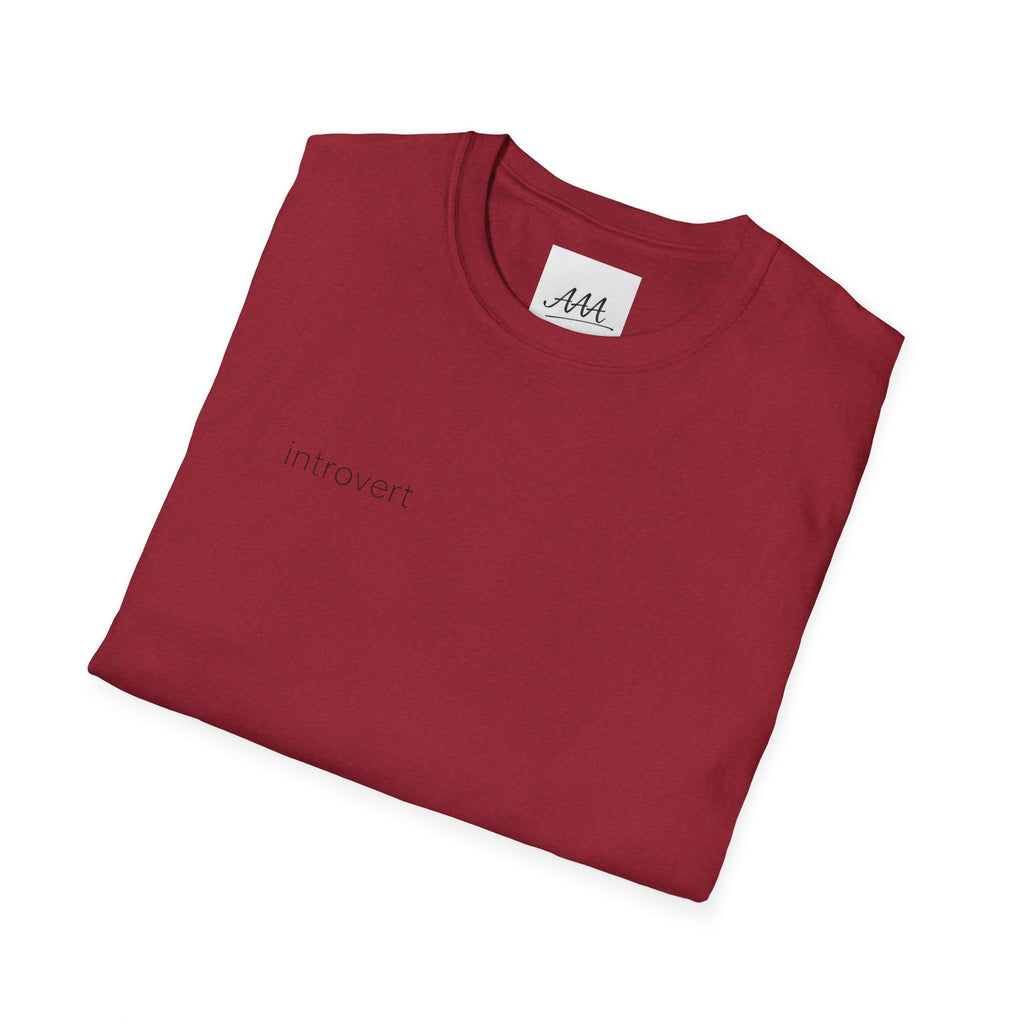 introvert T-Shirt | Minimal Text Tee, Small Chest Print, White Casual Shirt