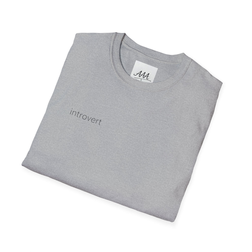 introvert T-Shirt | Minimal Text Tee, Small Chest Print, White Casual Shirt
