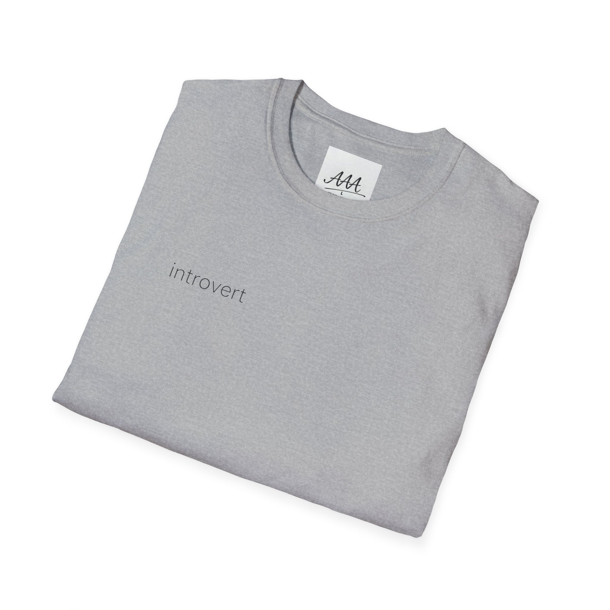 introvert T-Shirt | Minimal Text Tee, Small Chest Print, White Casual Shirt