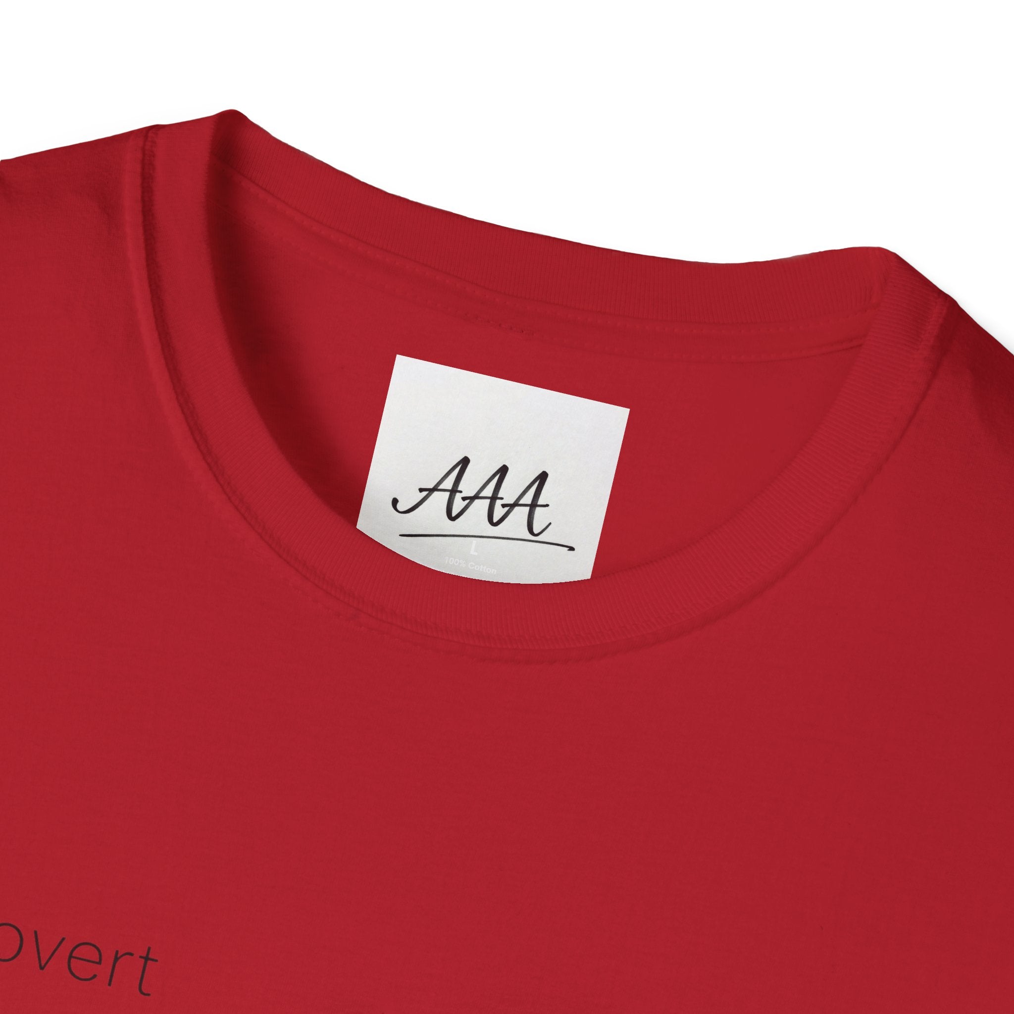 introvert T-Shirt | Minimal Text Tee, Small Chest Print, White Casual Shirt