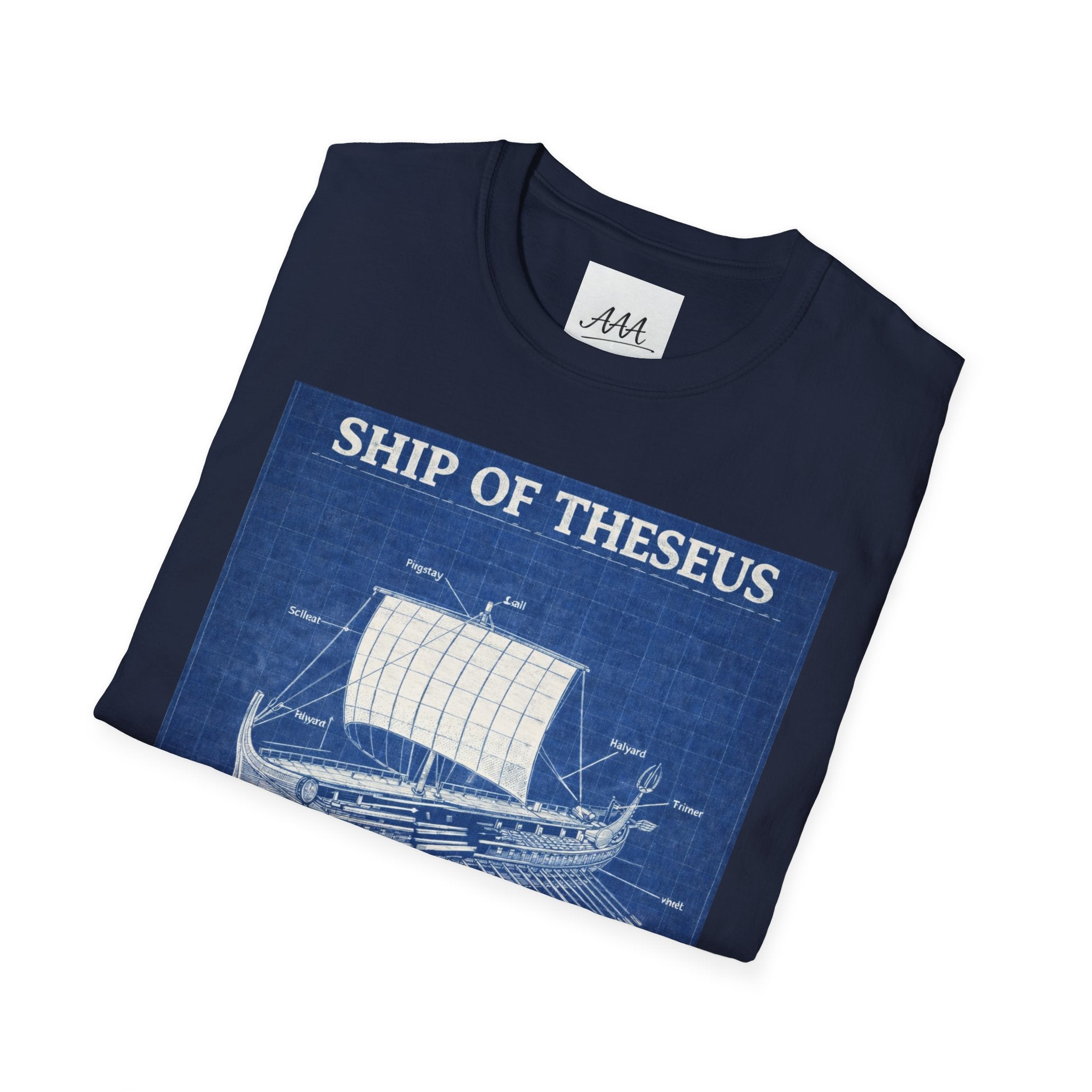 Ship of Theseus Blueprint T-Shirt | Nautical Diagram, Philosophical Art