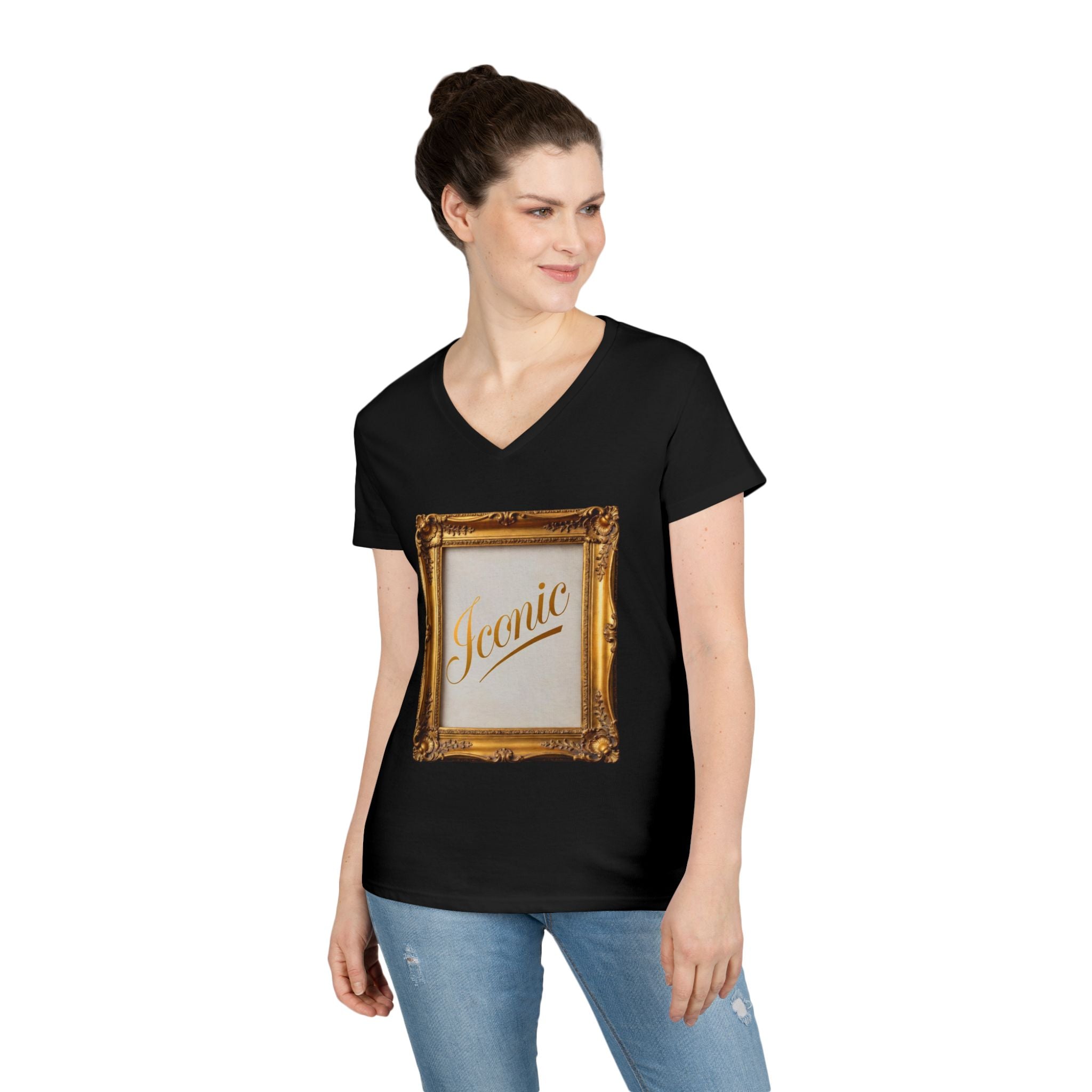 Iconic Gold Frame V-Neck T-Shirt